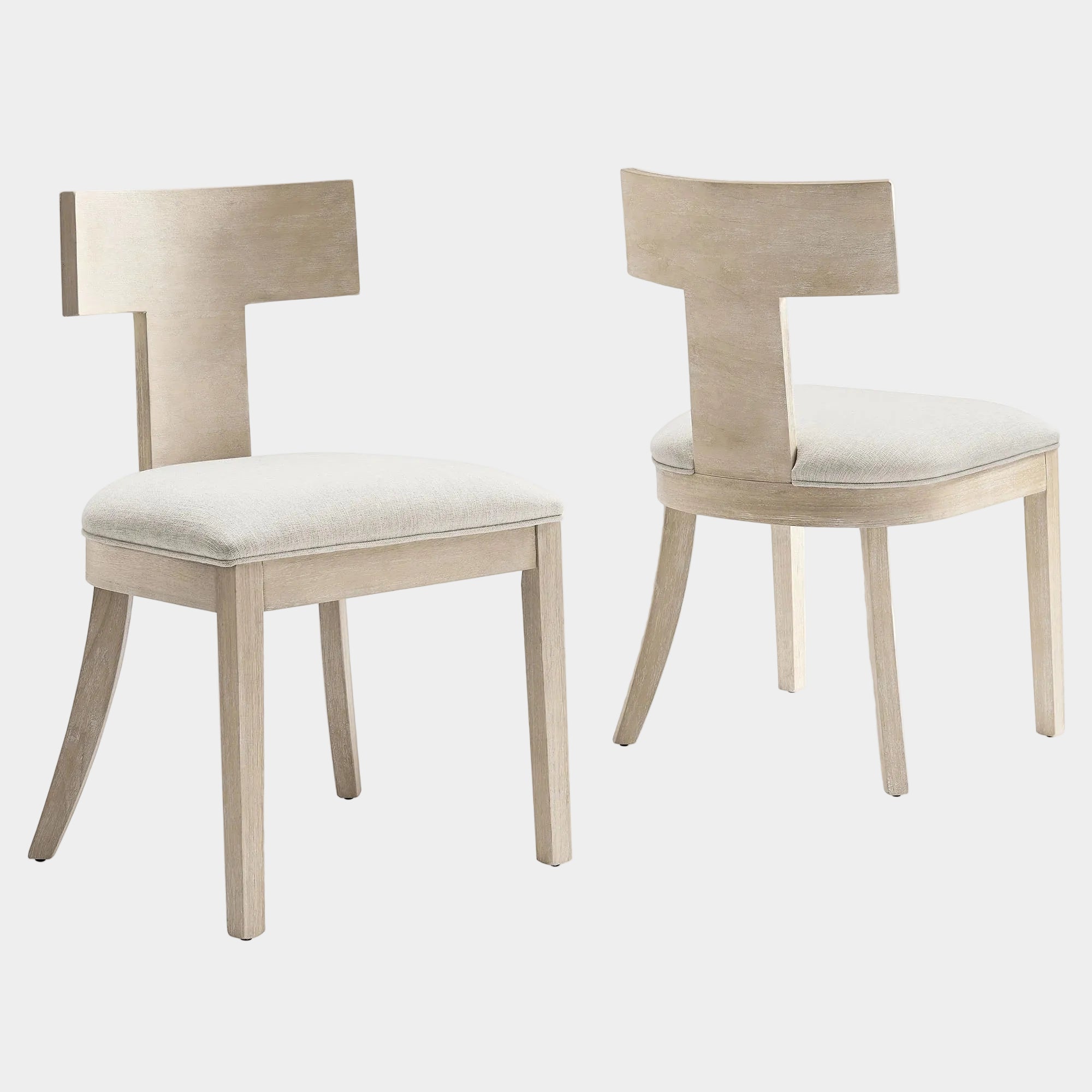 Peregrine Wood and Fabric Upholstered Dining Chairs Set of 2