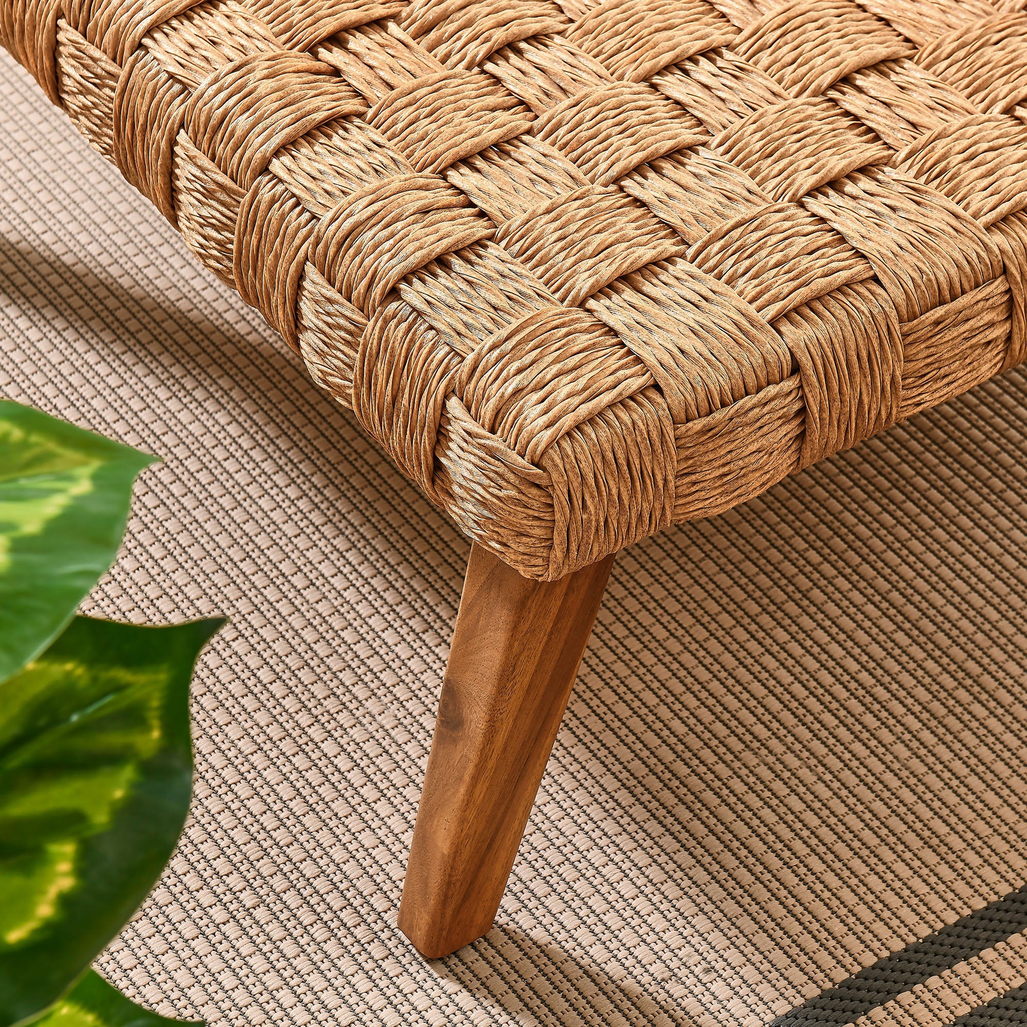 Thames Outdoor Patio Wicker Outdoor Patio Rattan Coffee Table in Natural