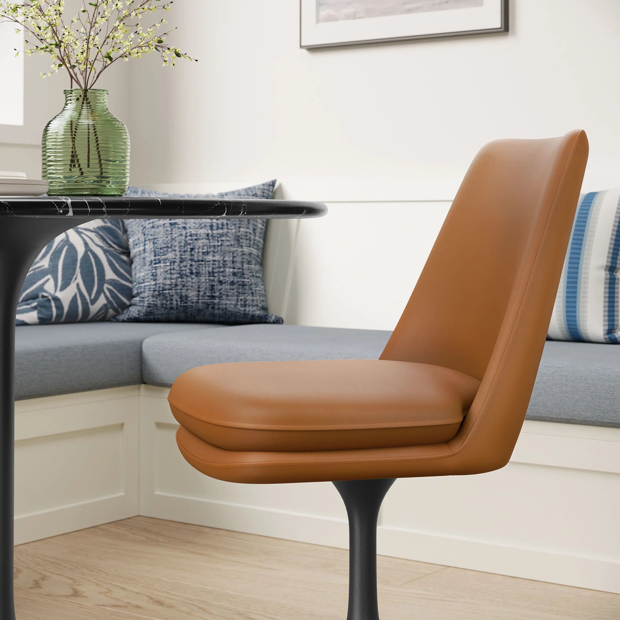 Lippa Swivel Dining Vegan Leather Side Chair