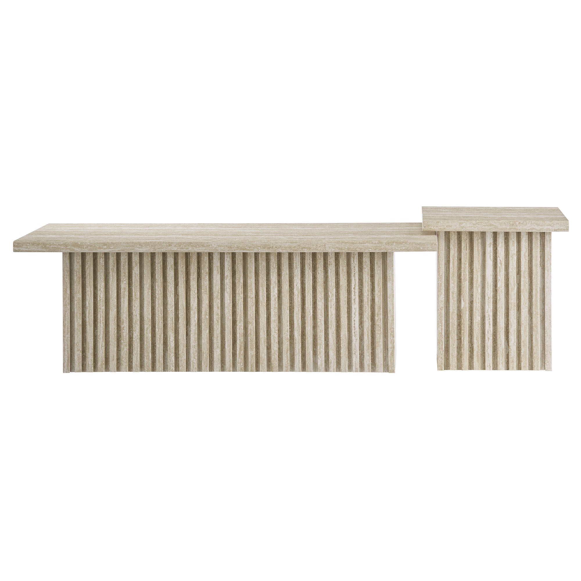 Render Nesting Faux Travertine Coffee Tables Set of 2 in Travertine