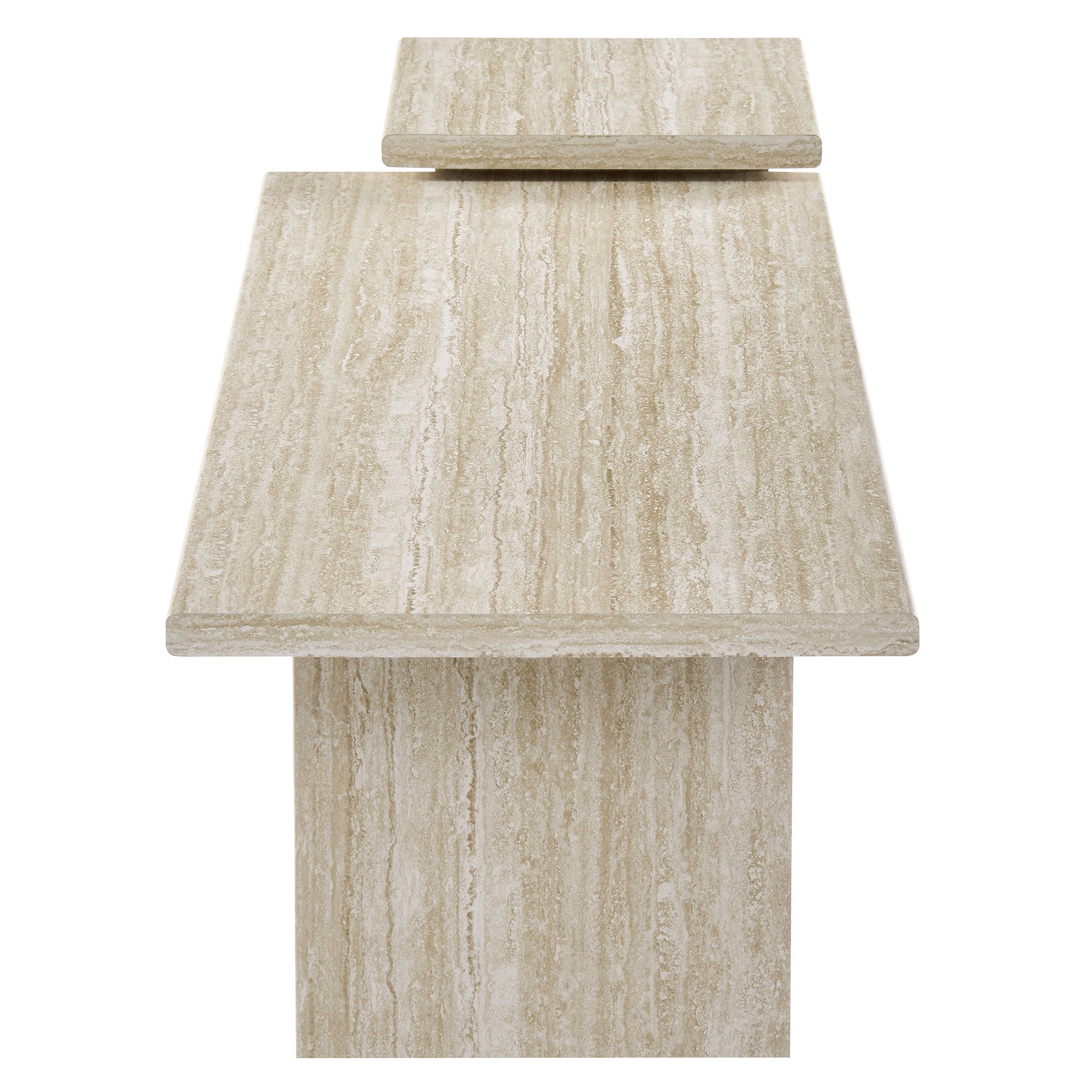 Render Nesting Faux Travertine Coffee Tables Set of 2 in Travertine