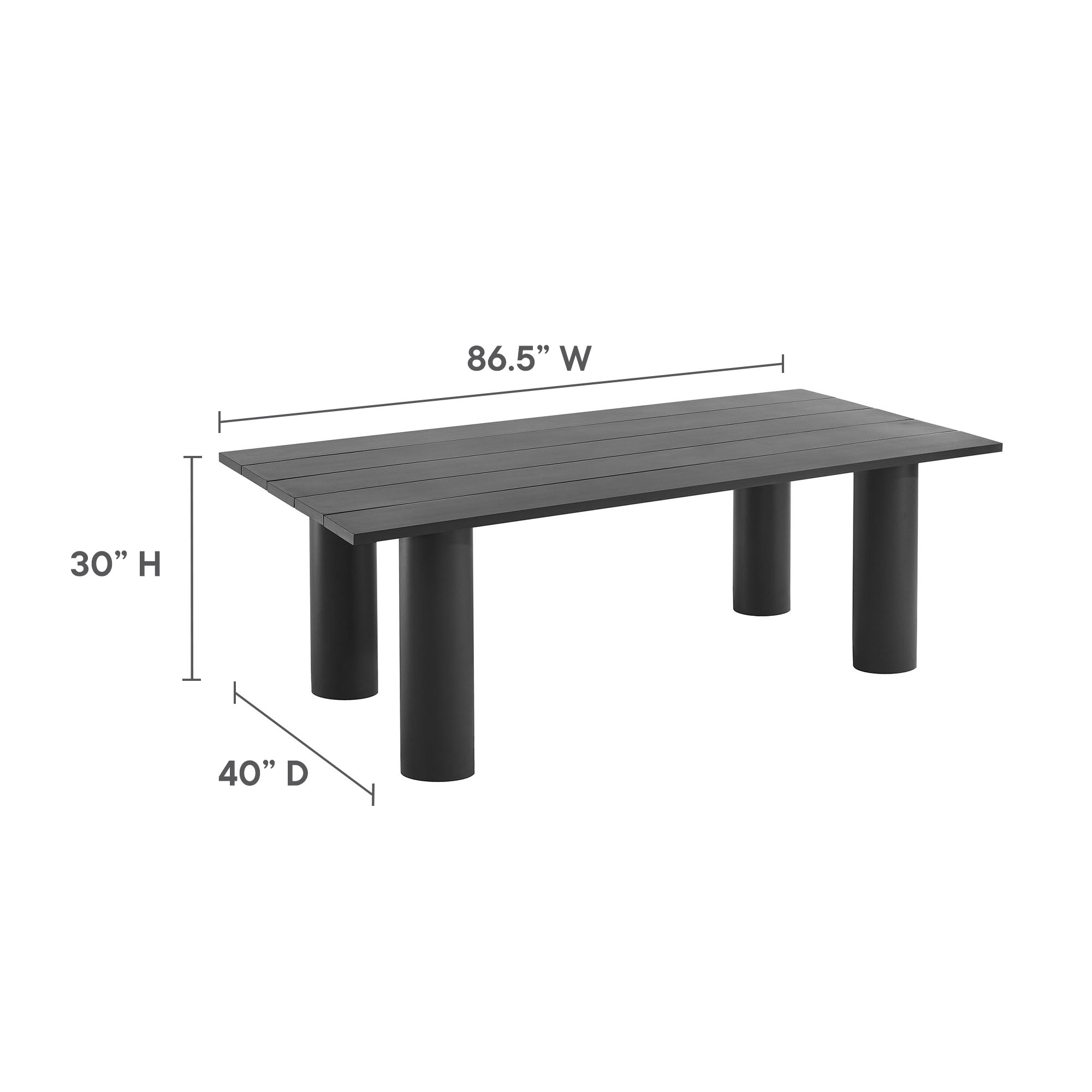Table à manger rectangulaire en aluminium pour patio extérieur Nautica de 87 po