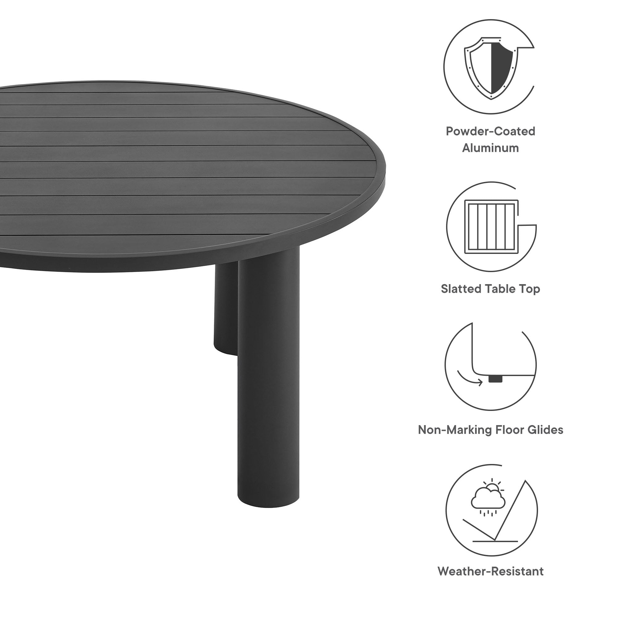 Table à manger ronde en aluminium de 60 po pour patio extérieur Nautica