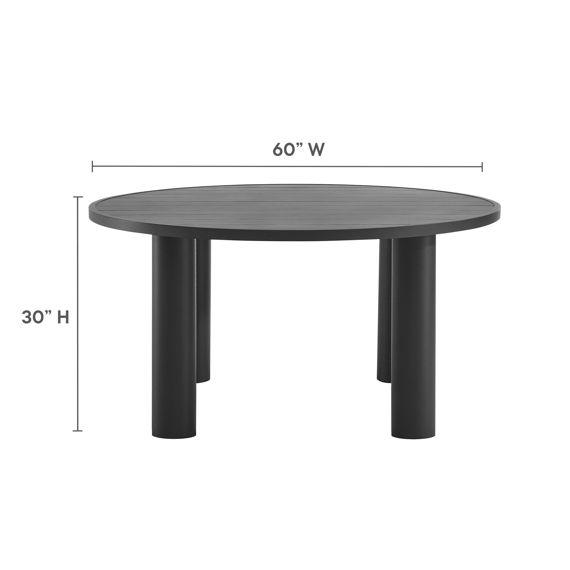 Table à manger ronde en aluminium de 60 po pour patio extérieur Nautica