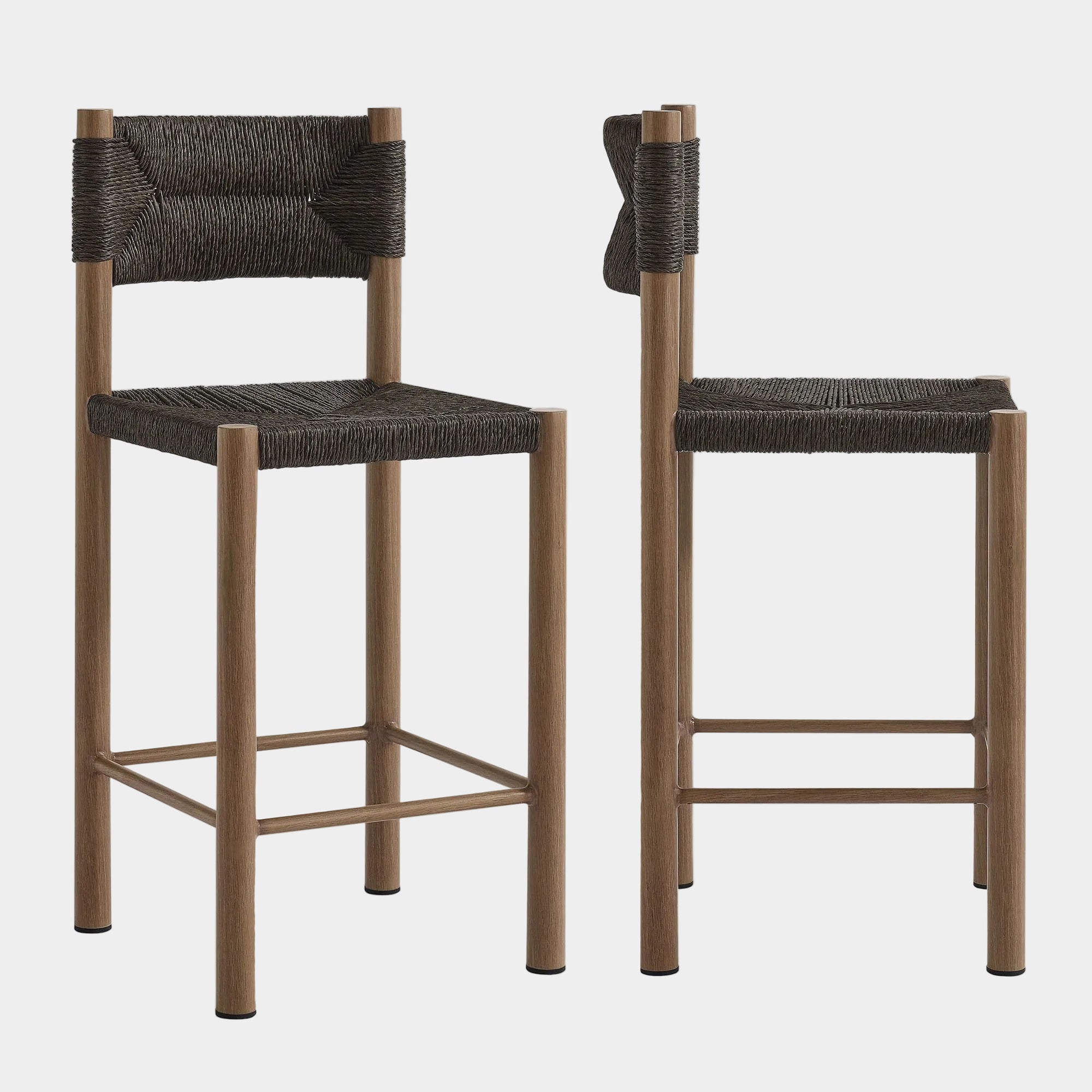 Parkland Outdoor Patio Rattan and Aluminum Counter Stools Set of 2