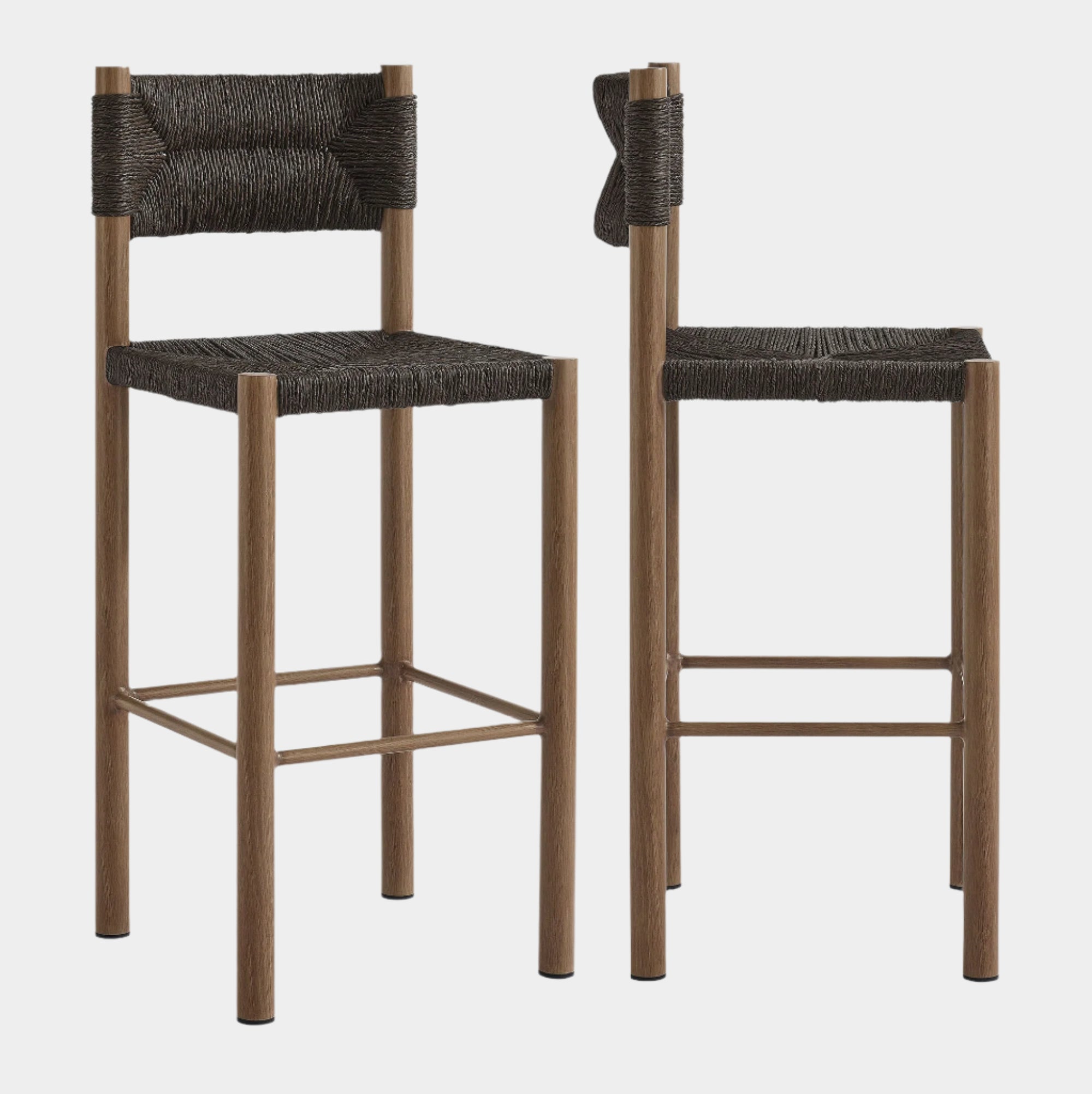 Ensemble de 2 tabourets de bar en rotin et aluminium pour patio extérieur Parkland