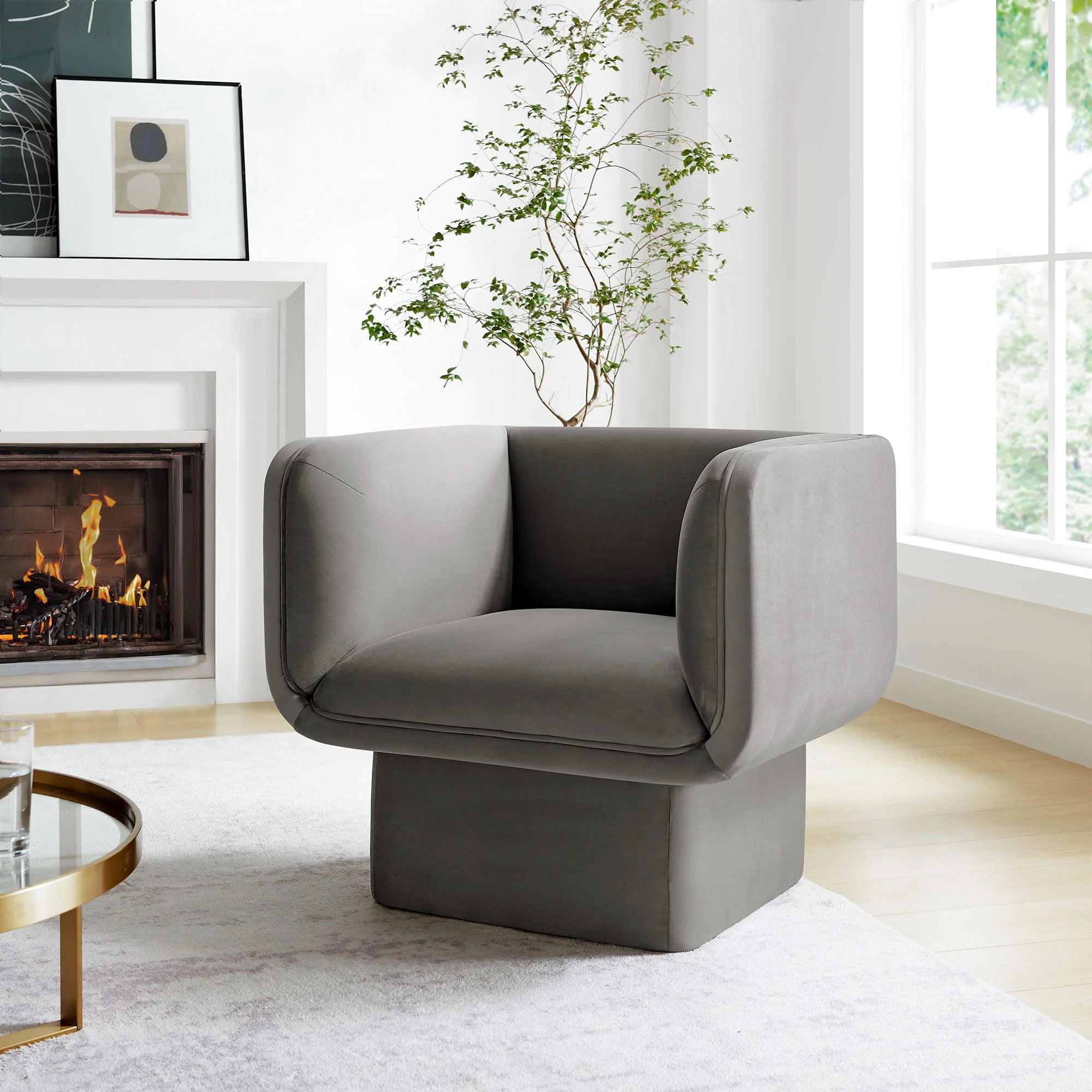 Fauteuil d'appoint en velours Tate Performance