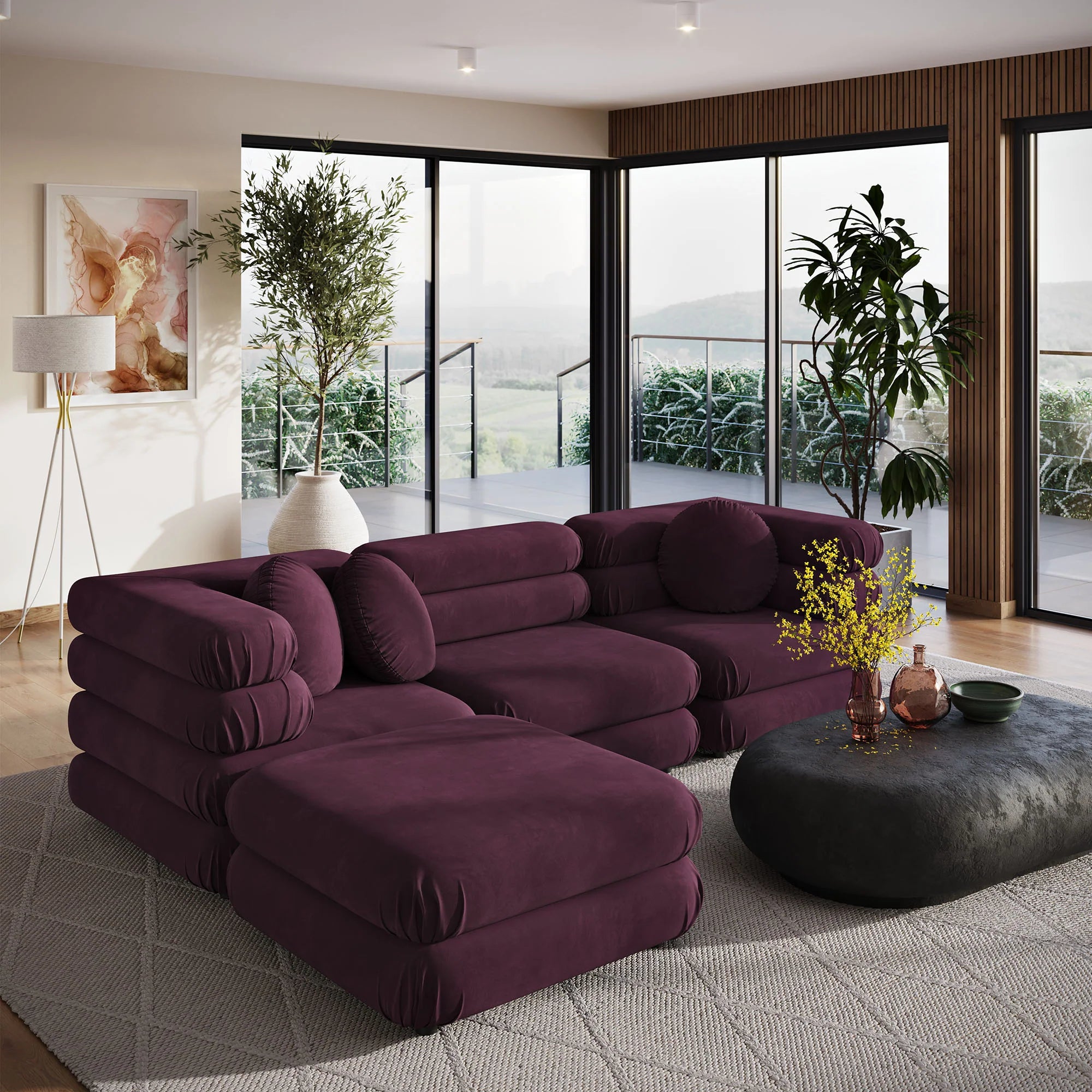 Jubilee 4-Piece Modular Performance Velvet Sectional Sofa