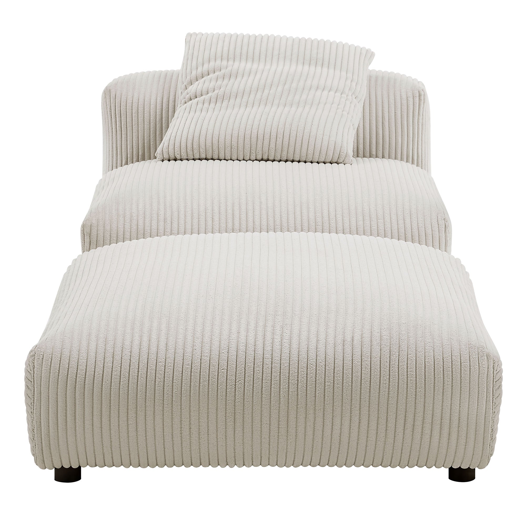 Solace Modular Corduroy Upholstered Armless Chair and Ottoman Set