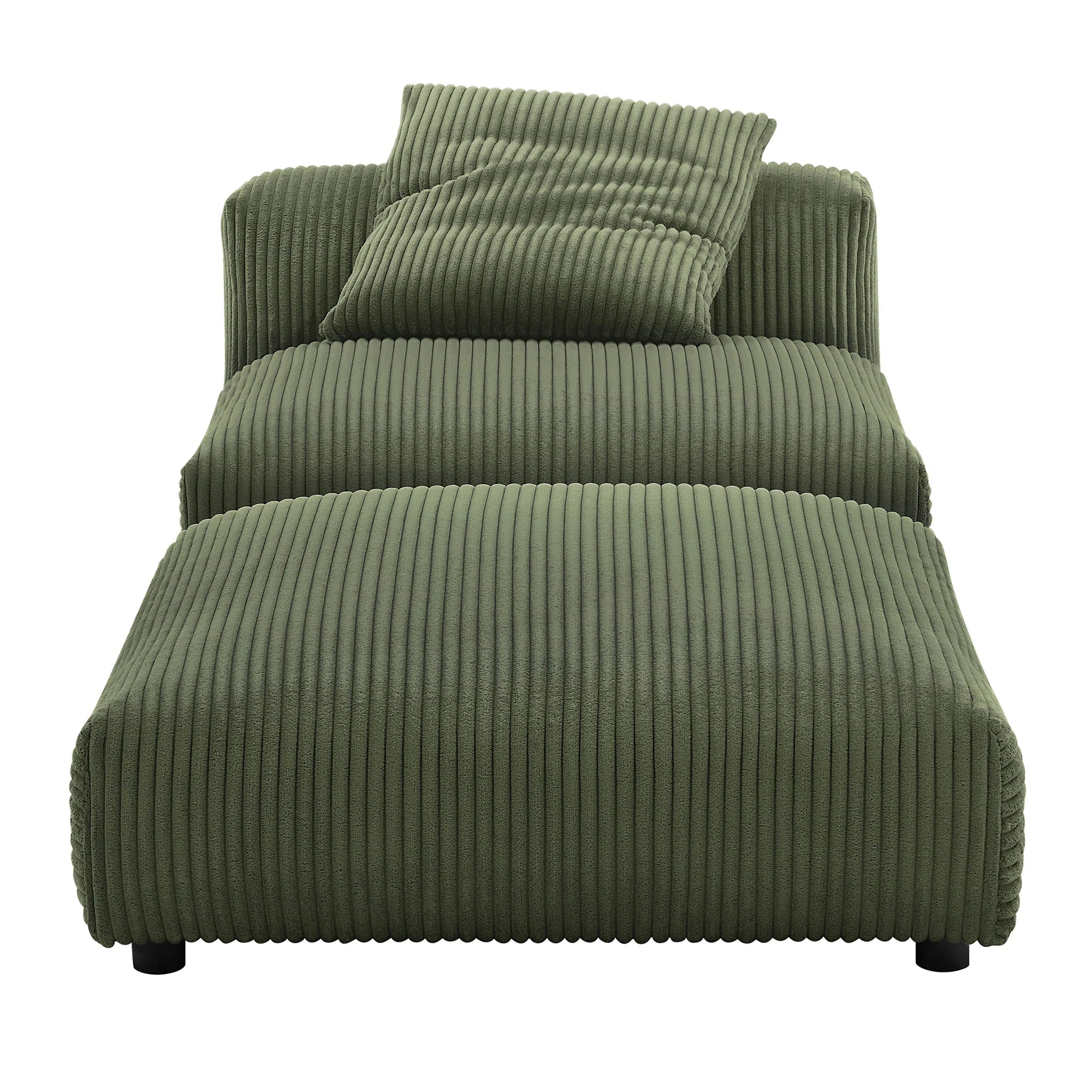 Solace Modular Corduroy Upholstered Armless Chair and Ottoman Set