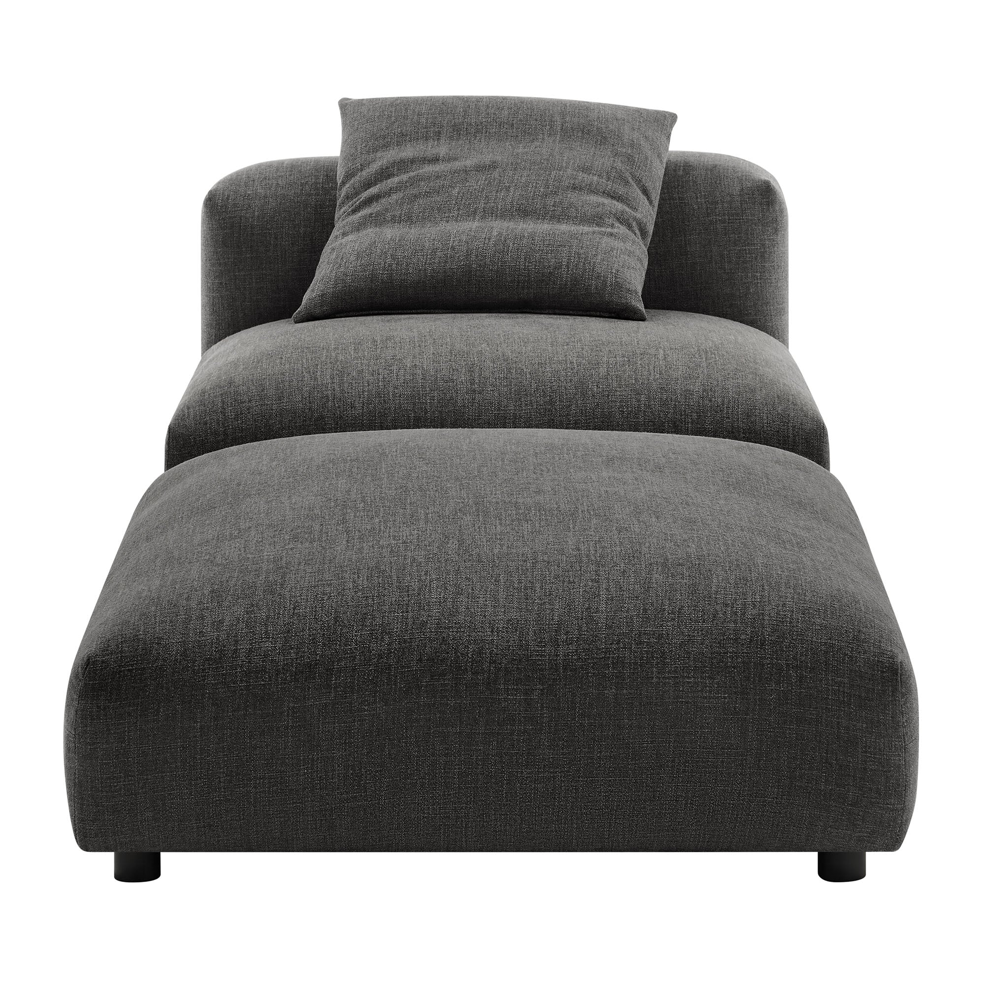 Solace Modular Upholstered Fabric Armless Chair and Ottoman Set