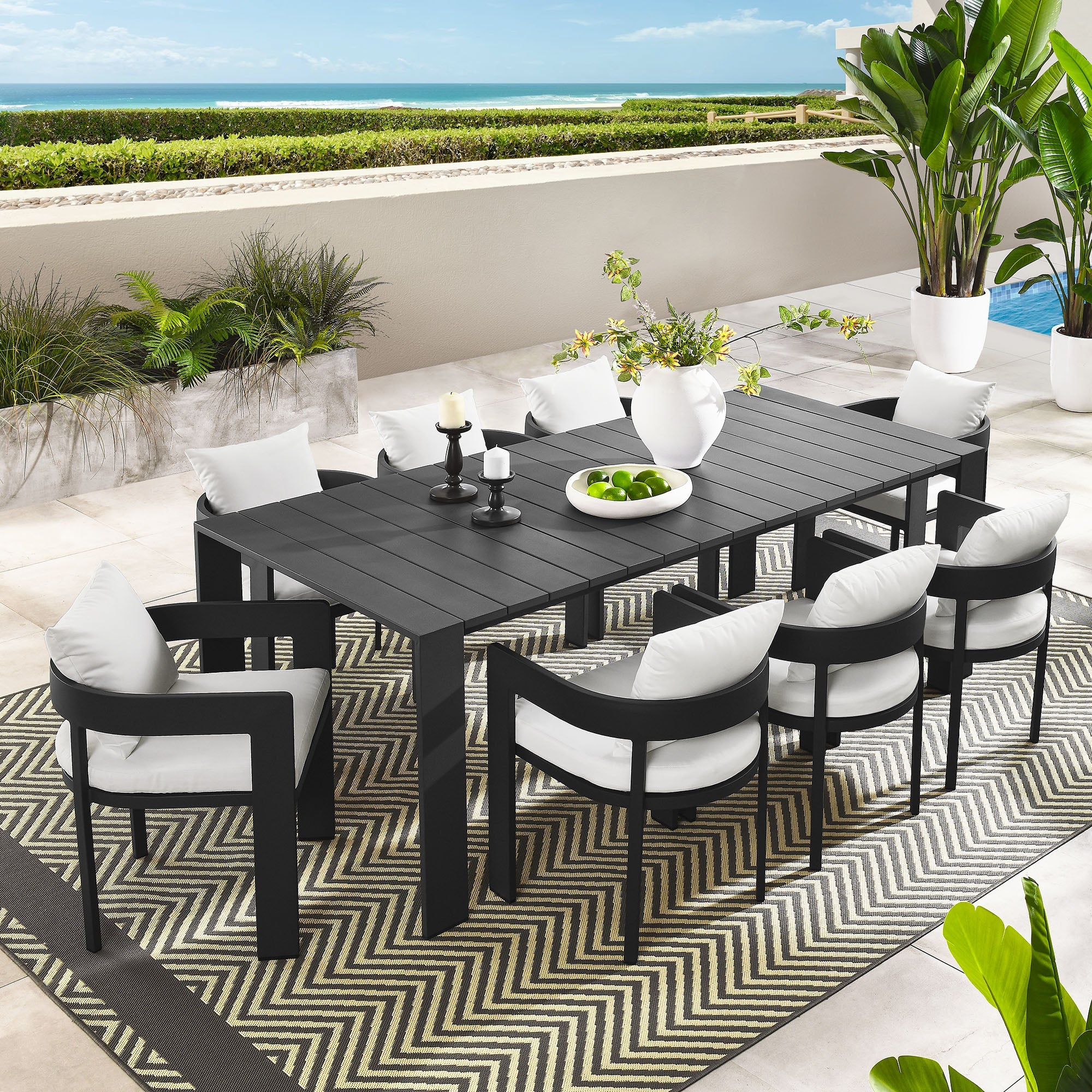 Tahoe 9-Piece Outdoor Patio Aluminum Dining