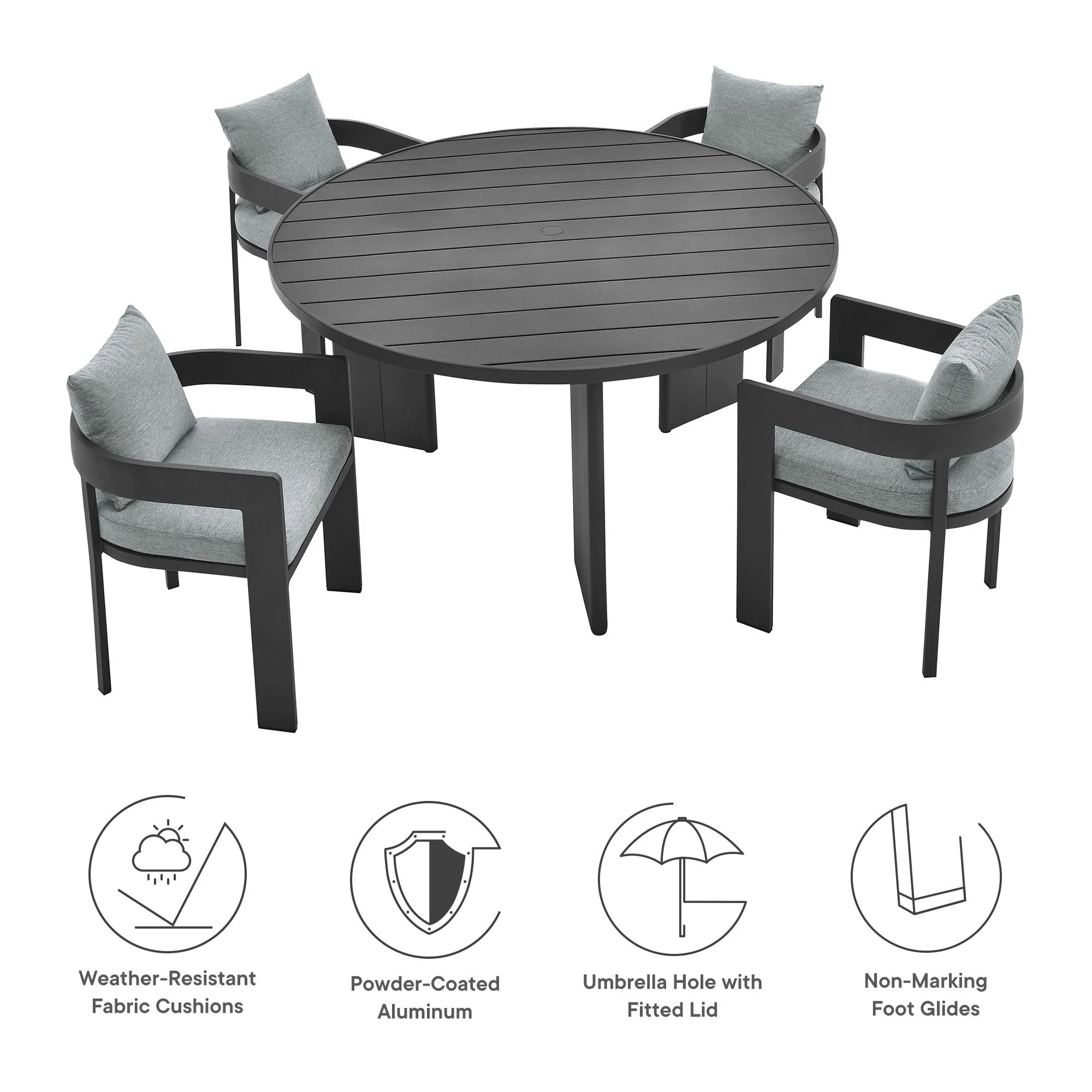 Ensemble de salle à manger d'extérieur en aluminium Tahoe 5 pièces