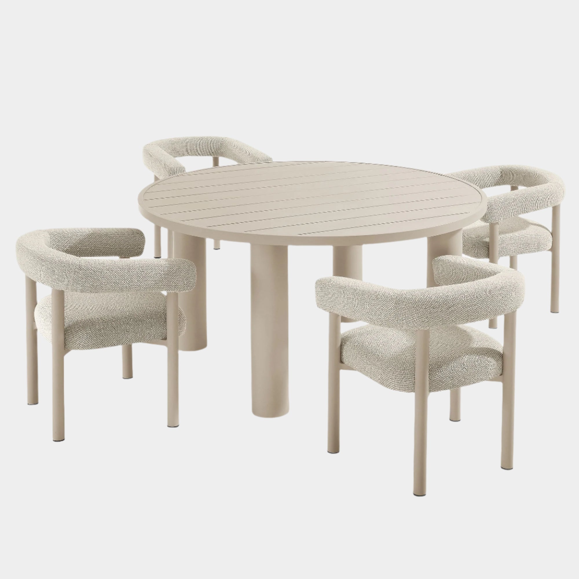 Ensemble de 5 tables à manger et chaises rondes en aluminium pour patio extérieur Nautica