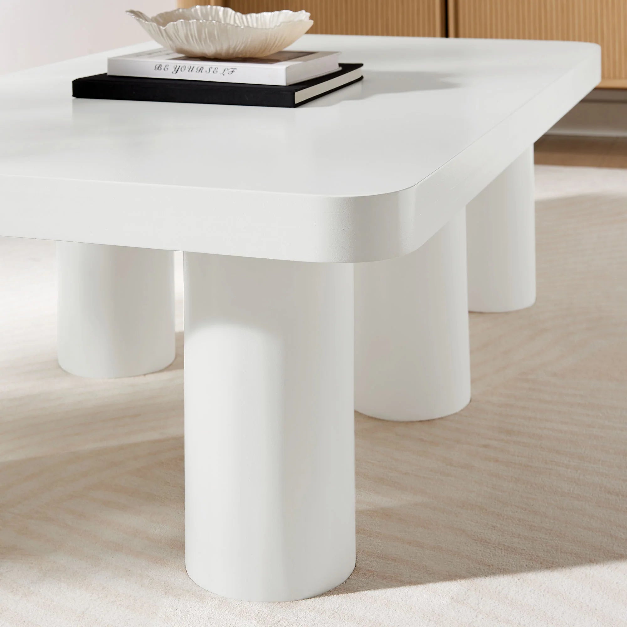 Cleo 54” Rectangular Coffee Table in White