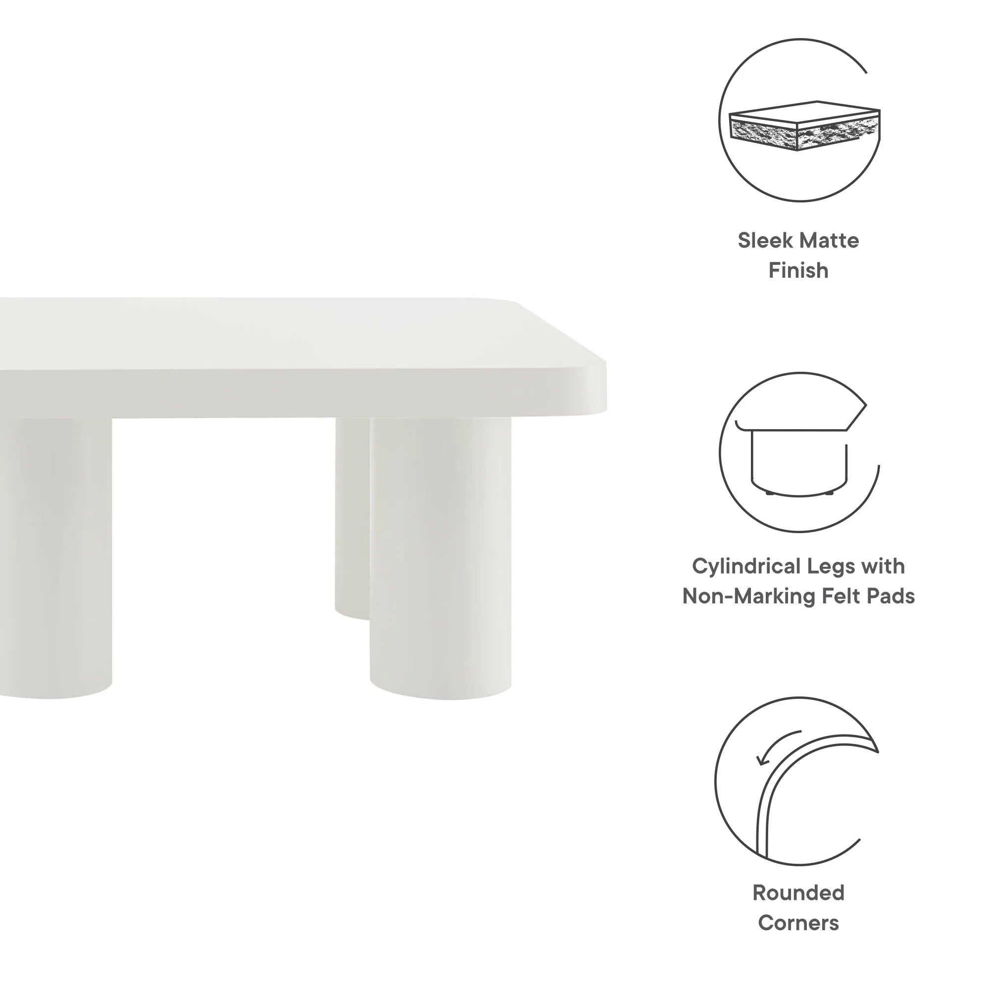 Cleo 54” Rectangular Coffee Table in White