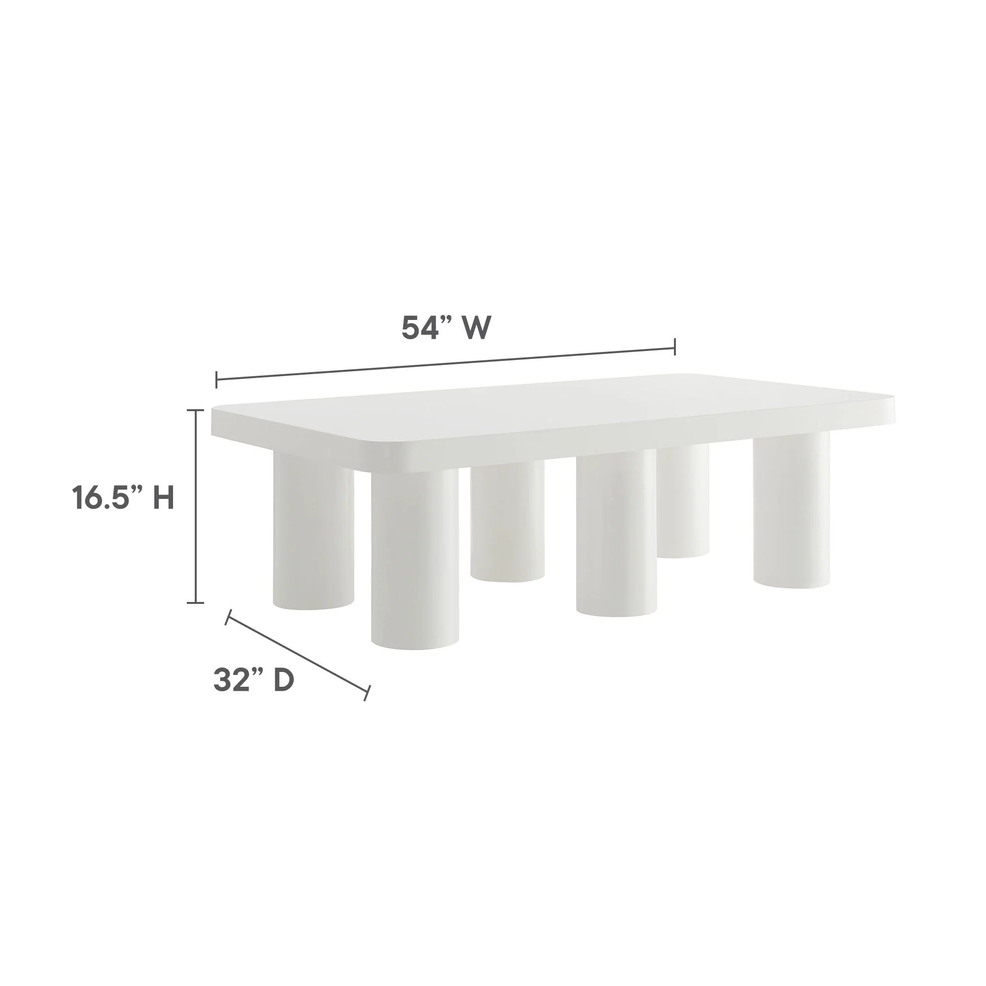Cleo 54” Rectangular Coffee Table in White