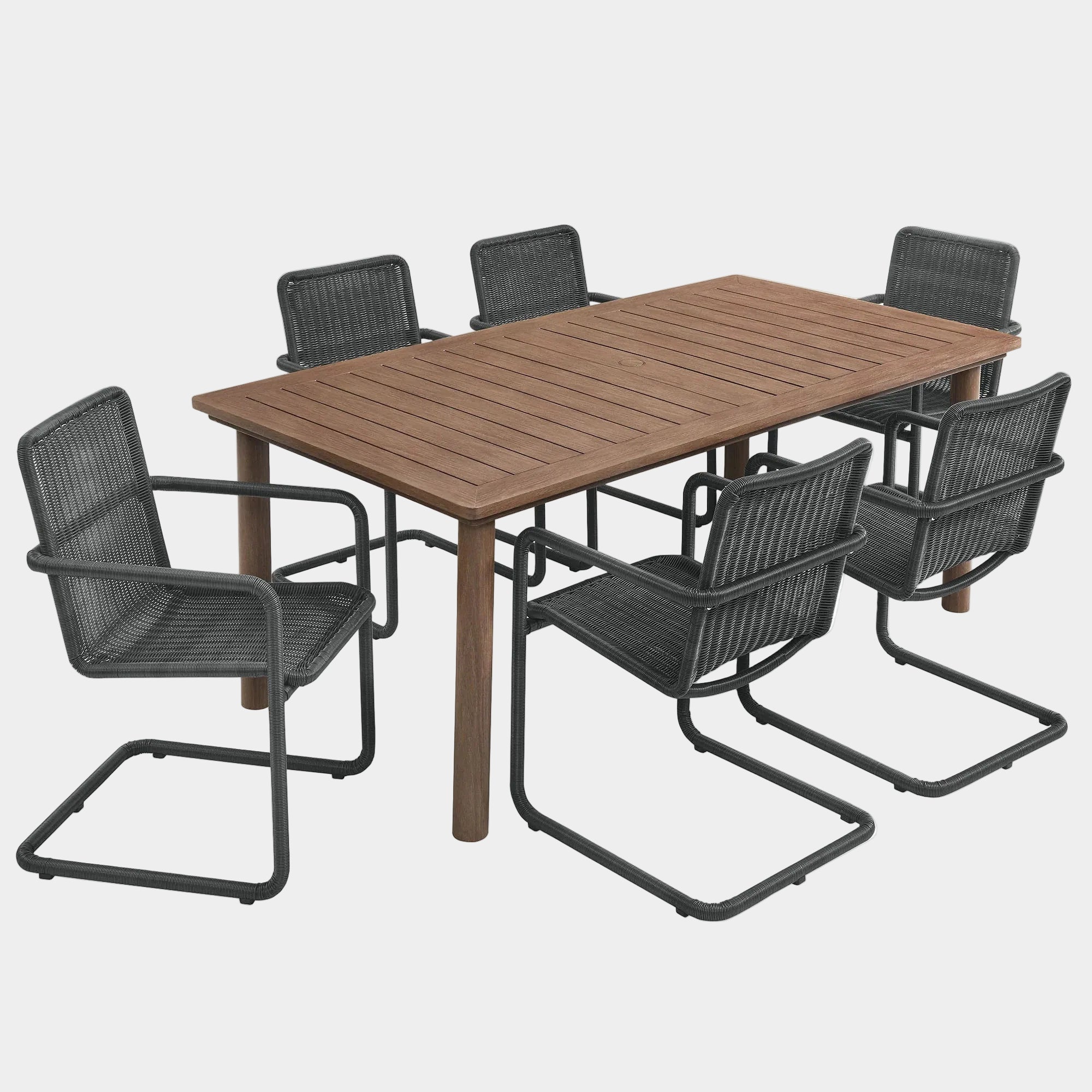 Abacus 7-Piece Rectangular Outdoor Patio Aluminum Dining Table Set