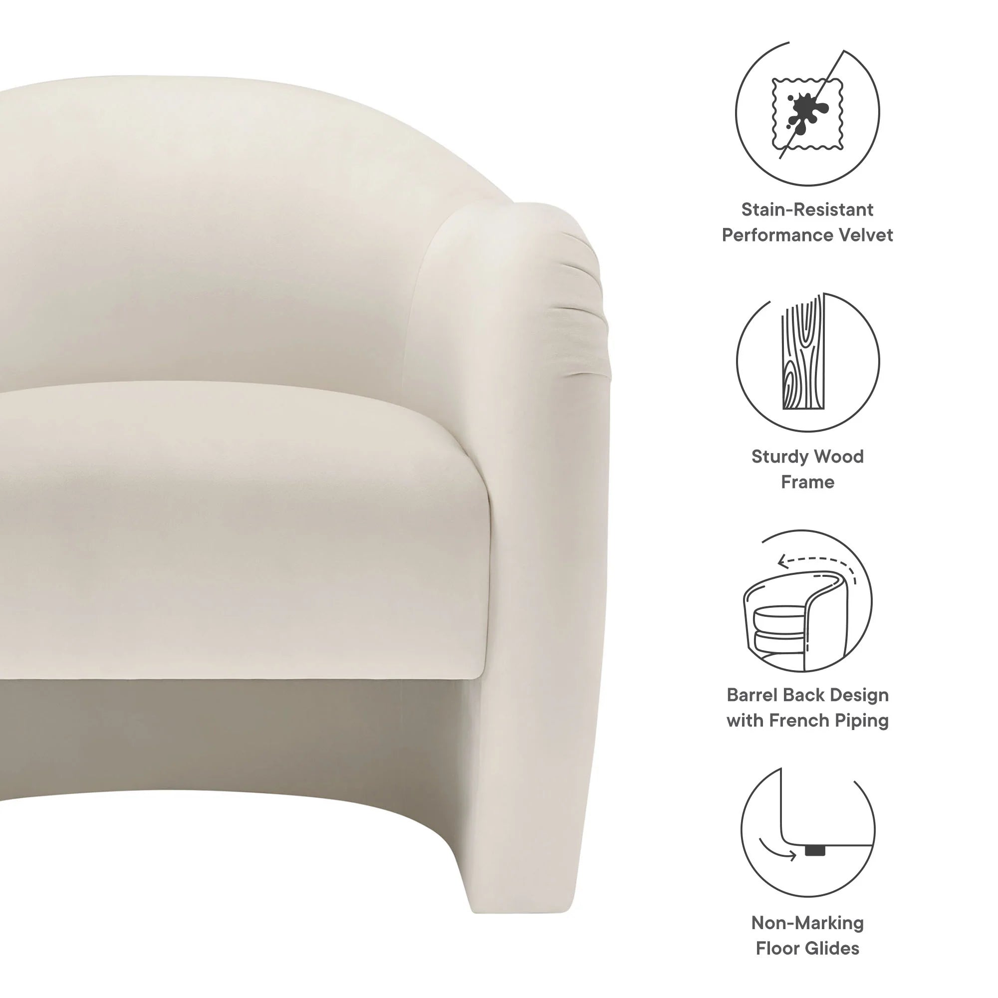 Fauteuil d'appoint en velours Compose Performance
