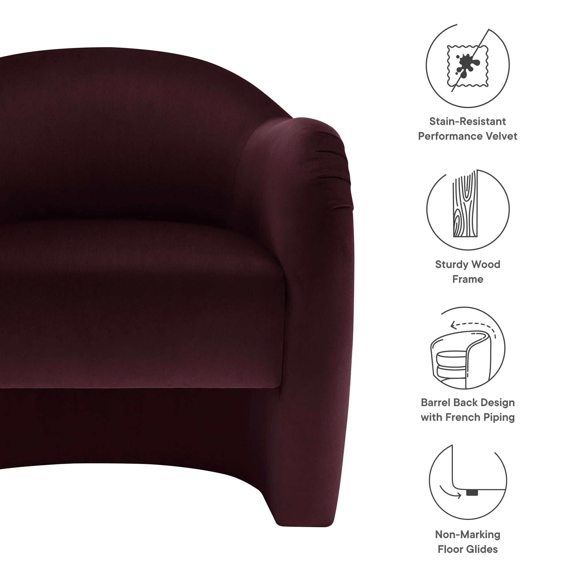 Fauteuil d'appoint en velours Compose Performance