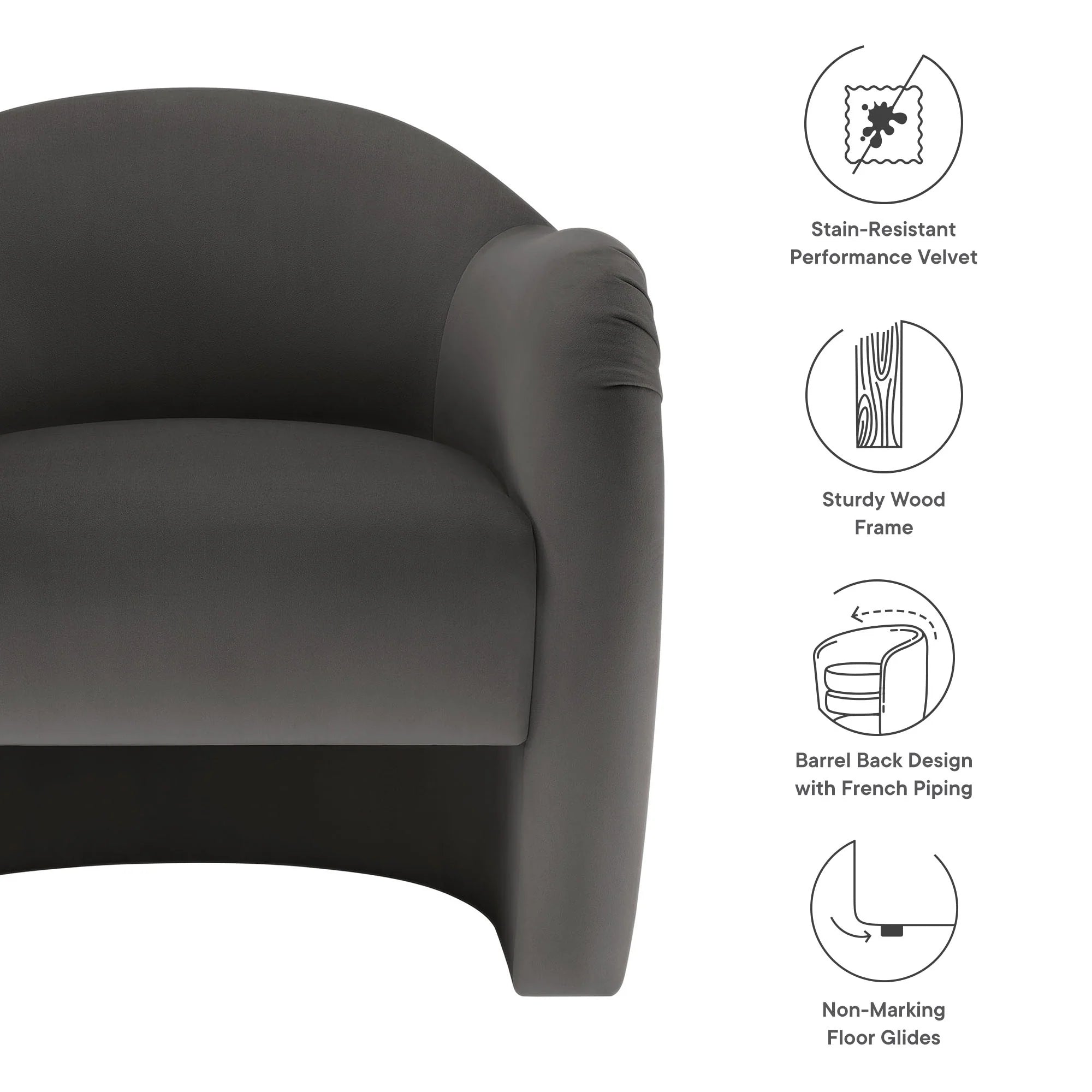 Fauteuil d'appoint en velours Compose Performance