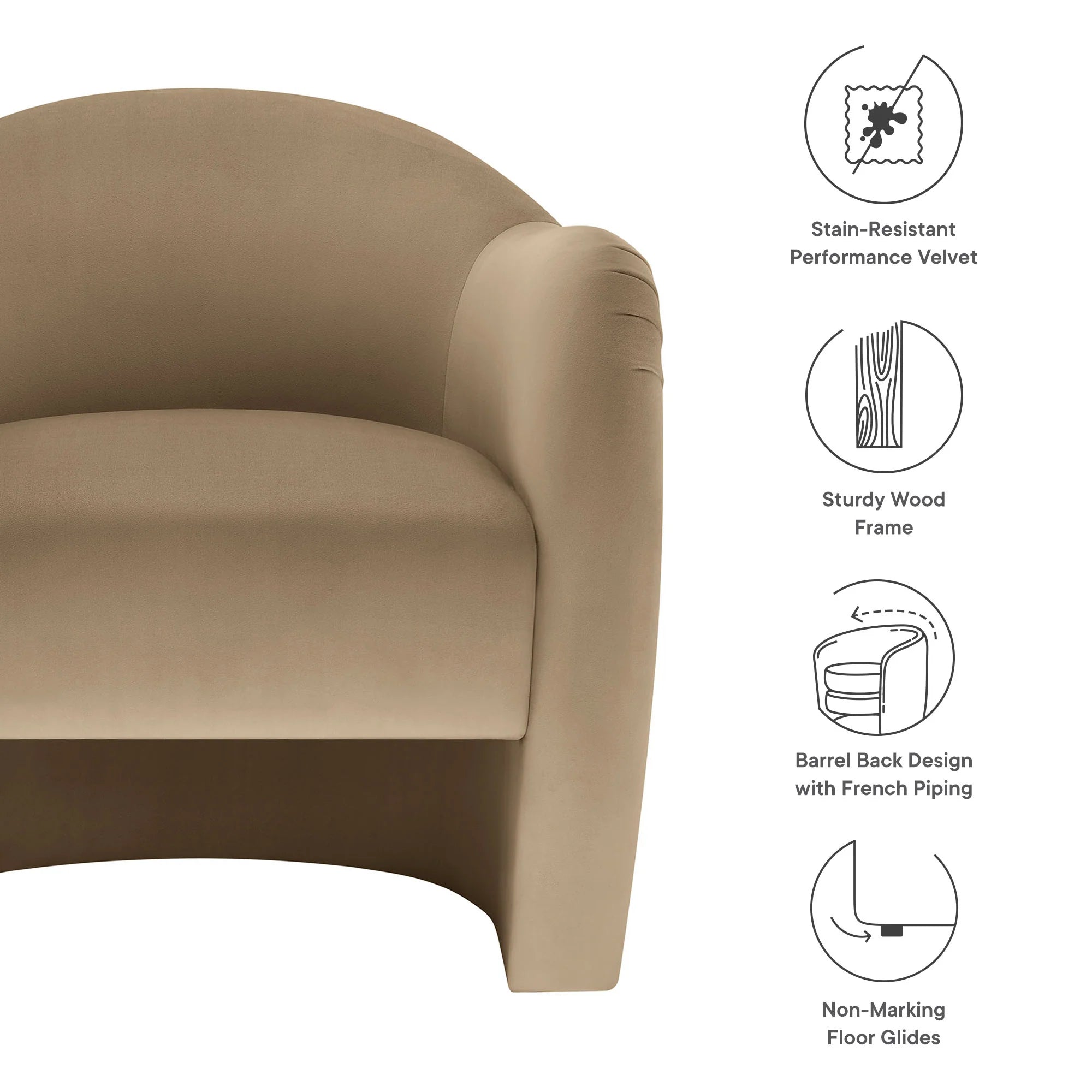 Fauteuil d'appoint en velours Compose Performance