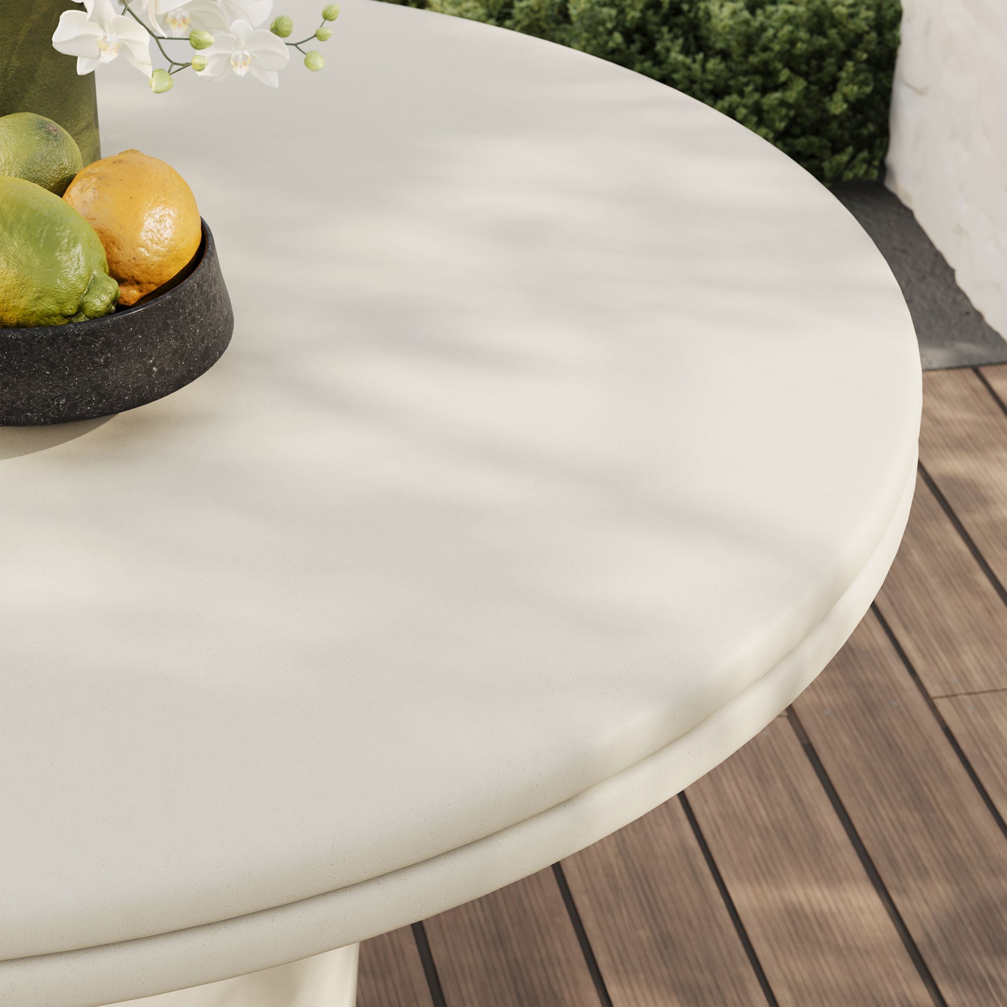 Table à manger ronde en béton pour patio intérieur et extérieur Brion de 48 po