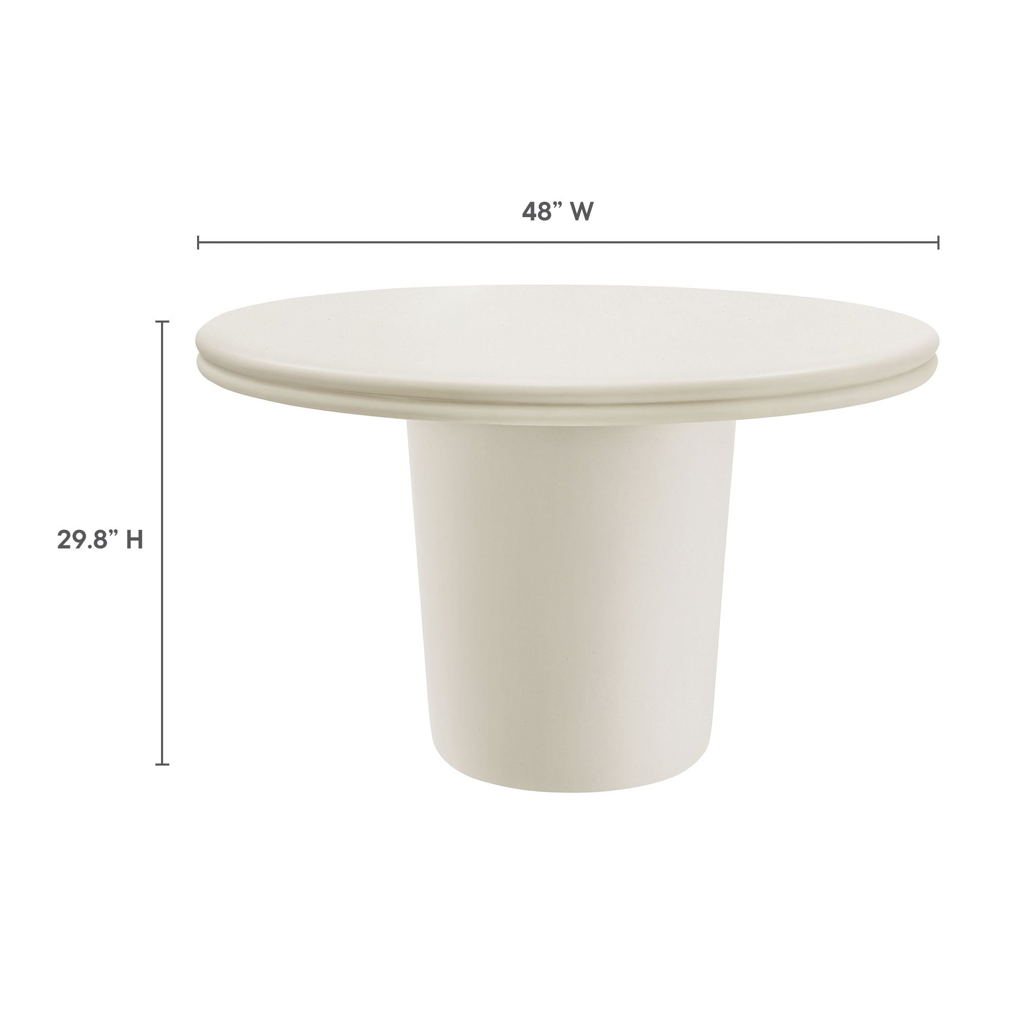 Table à manger ronde en béton pour patio intérieur et extérieur Brion de 48 po