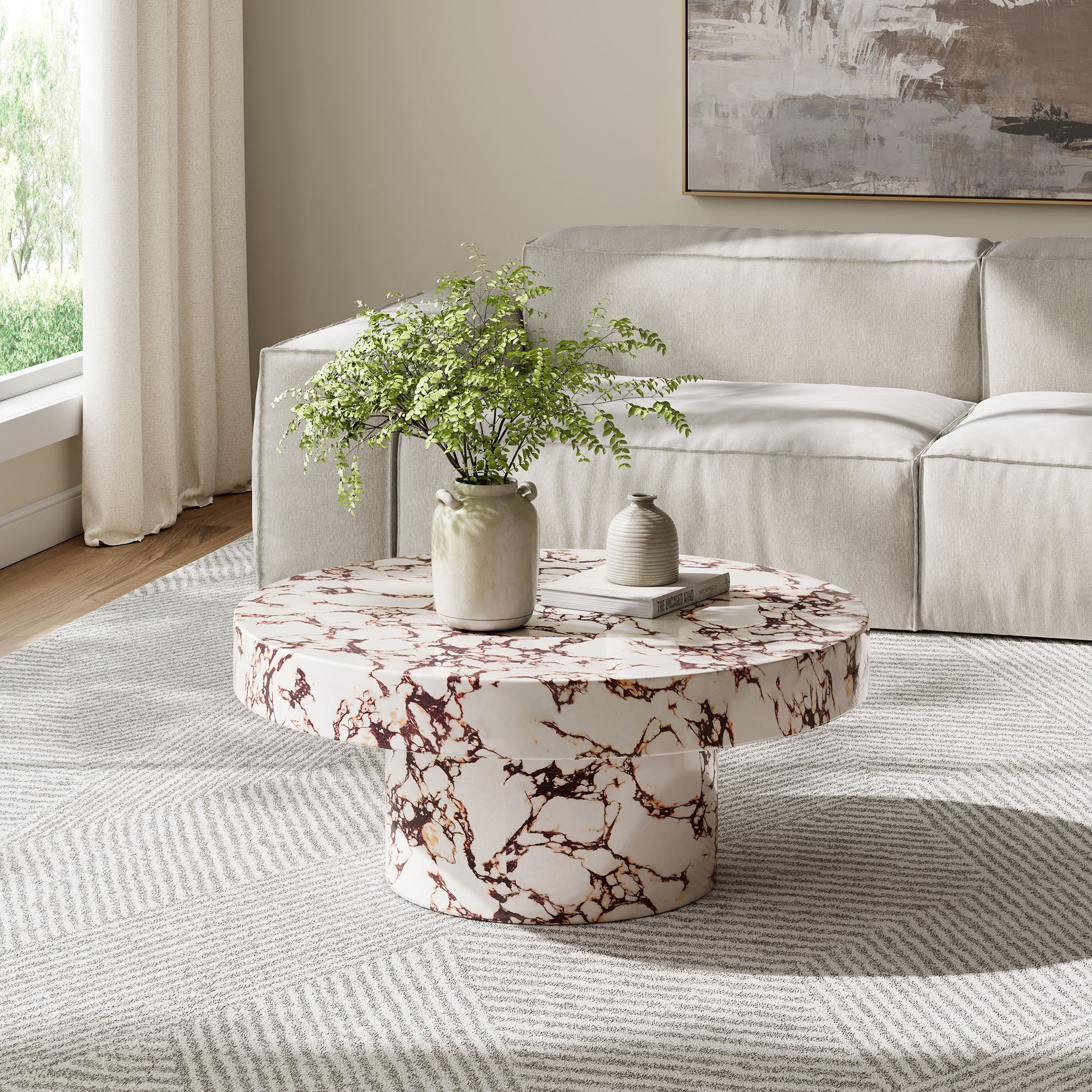 Alora Indoor - Outdoor Patio Concrete Round Coffee Table