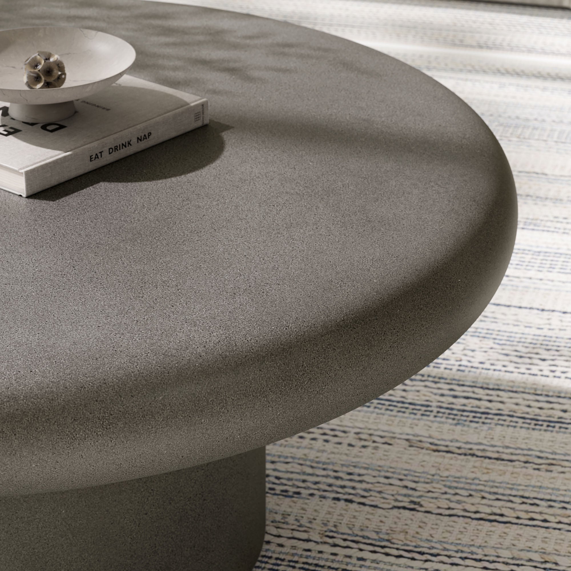 Table basse ronde en béton pour patio intérieur et extérieur Argos