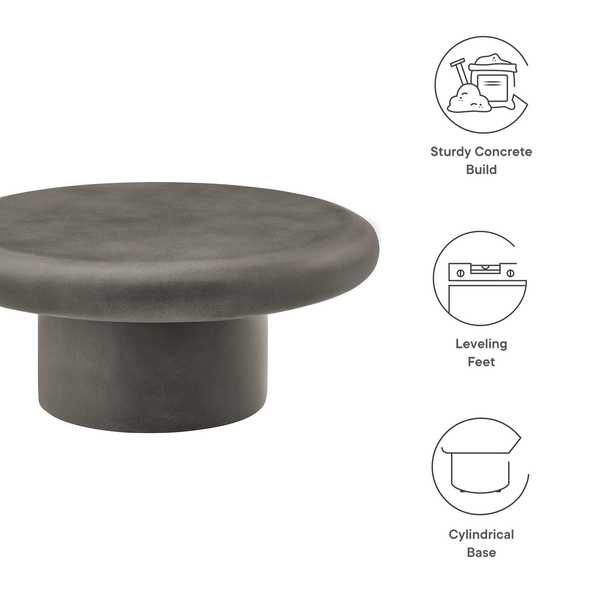Table basse ronde en béton pour patio intérieur et extérieur Argos