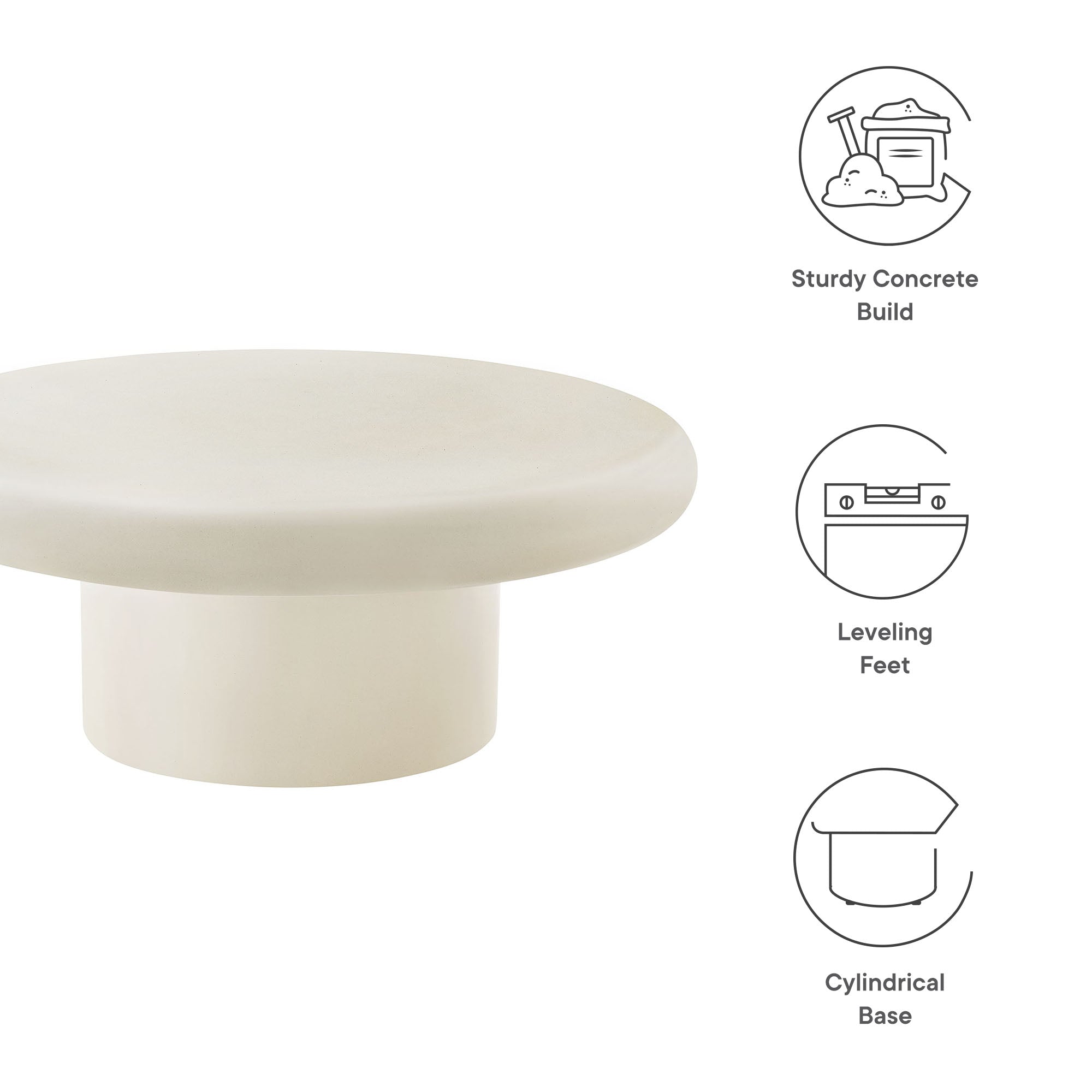Table basse ronde en béton pour patio intérieur et extérieur Argos