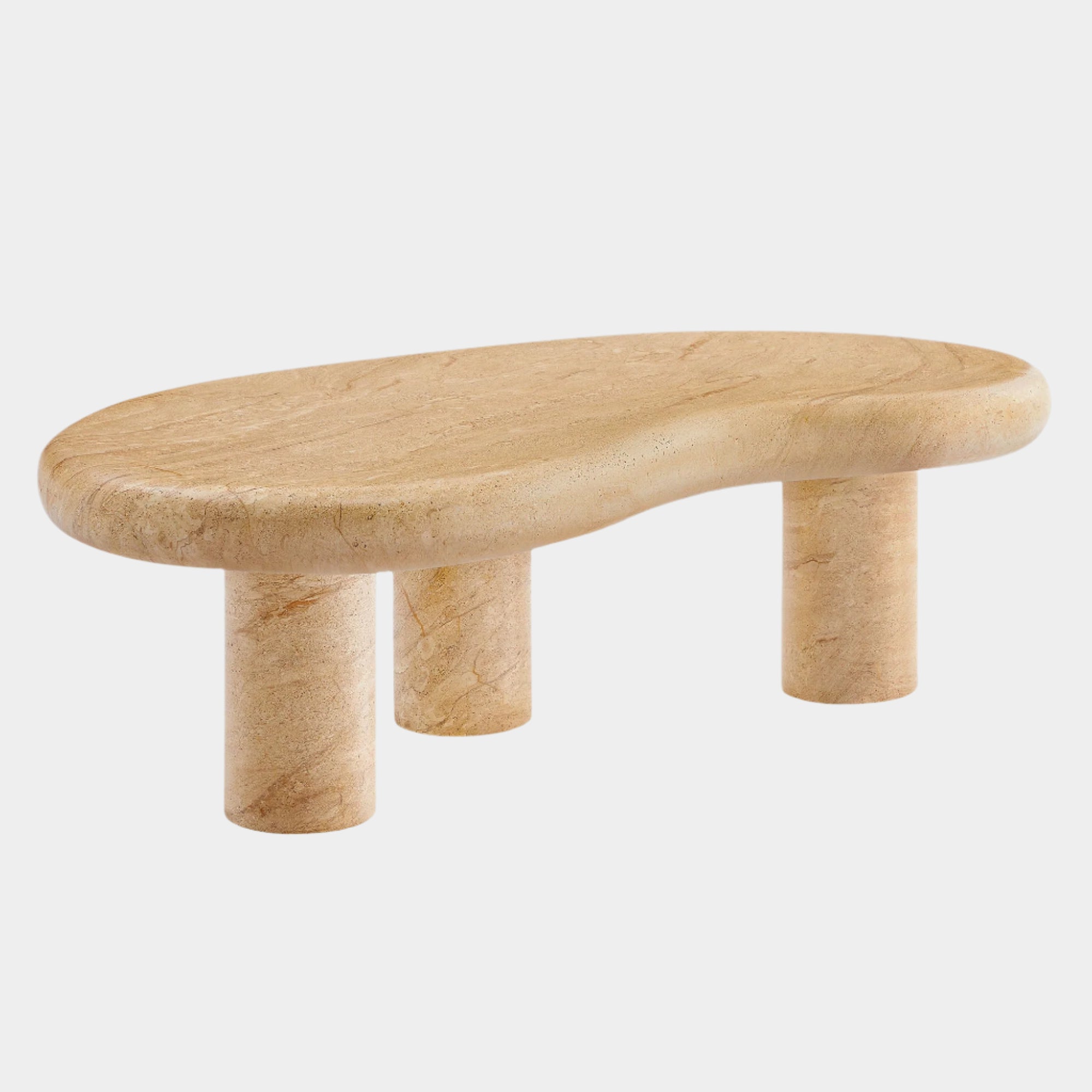 Elowen Indoor - Outdoor Patio Textured Faux Travertine Coffee Table in Travertine