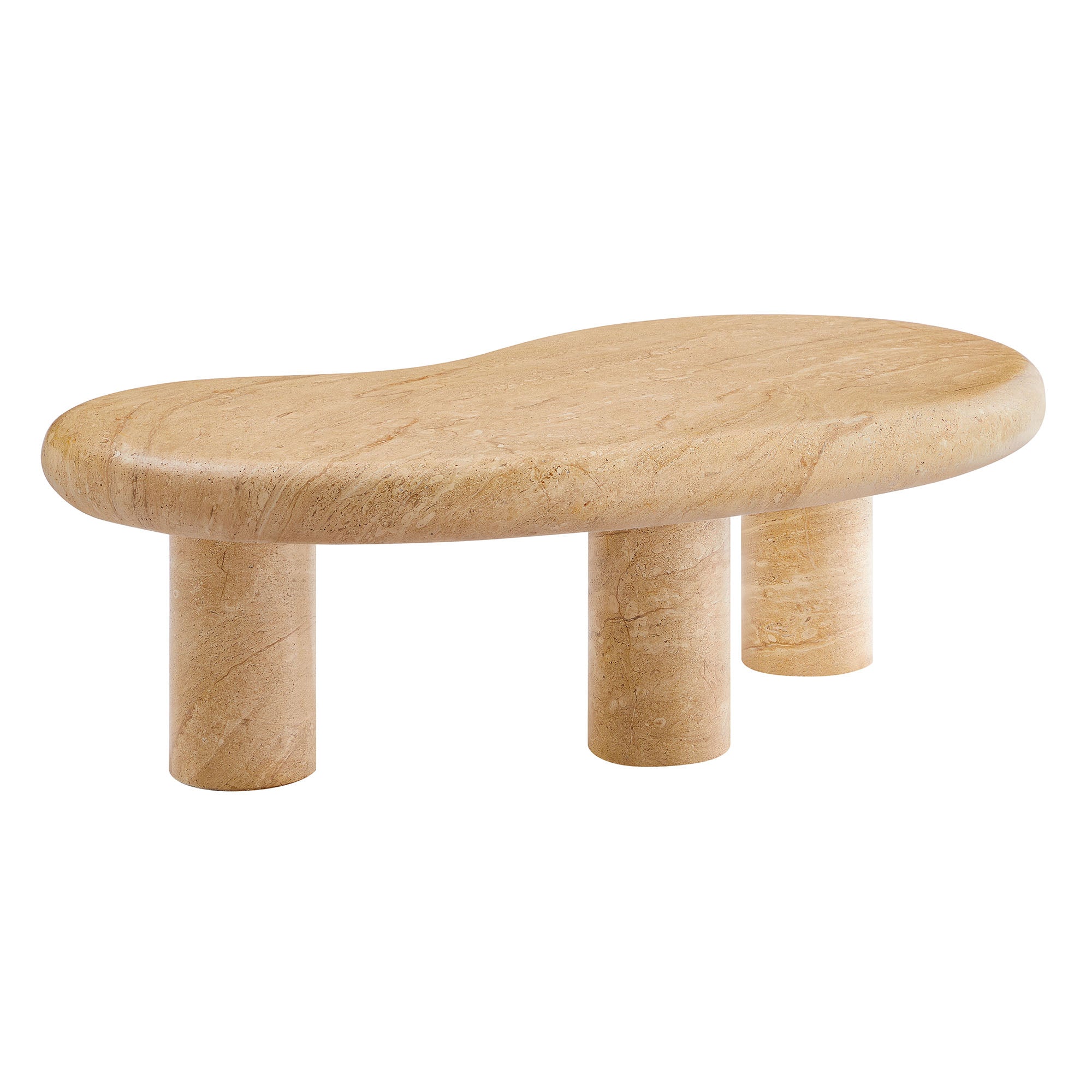 Elowen Indoor - Outdoor Patio Textured Faux Travertine Coffee Table in Travertine