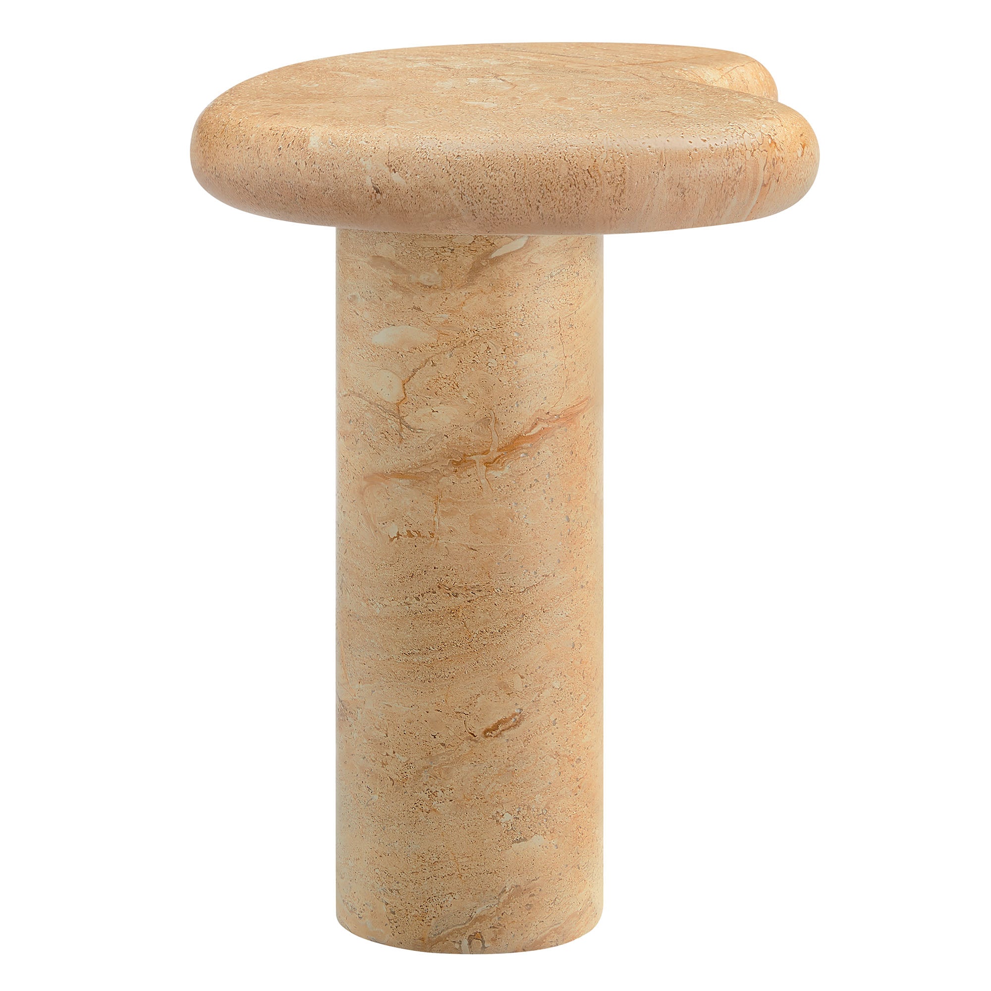 Table d'appoint en faux travertin texturé pour patio intérieur et extérieur Elowen en travertin
