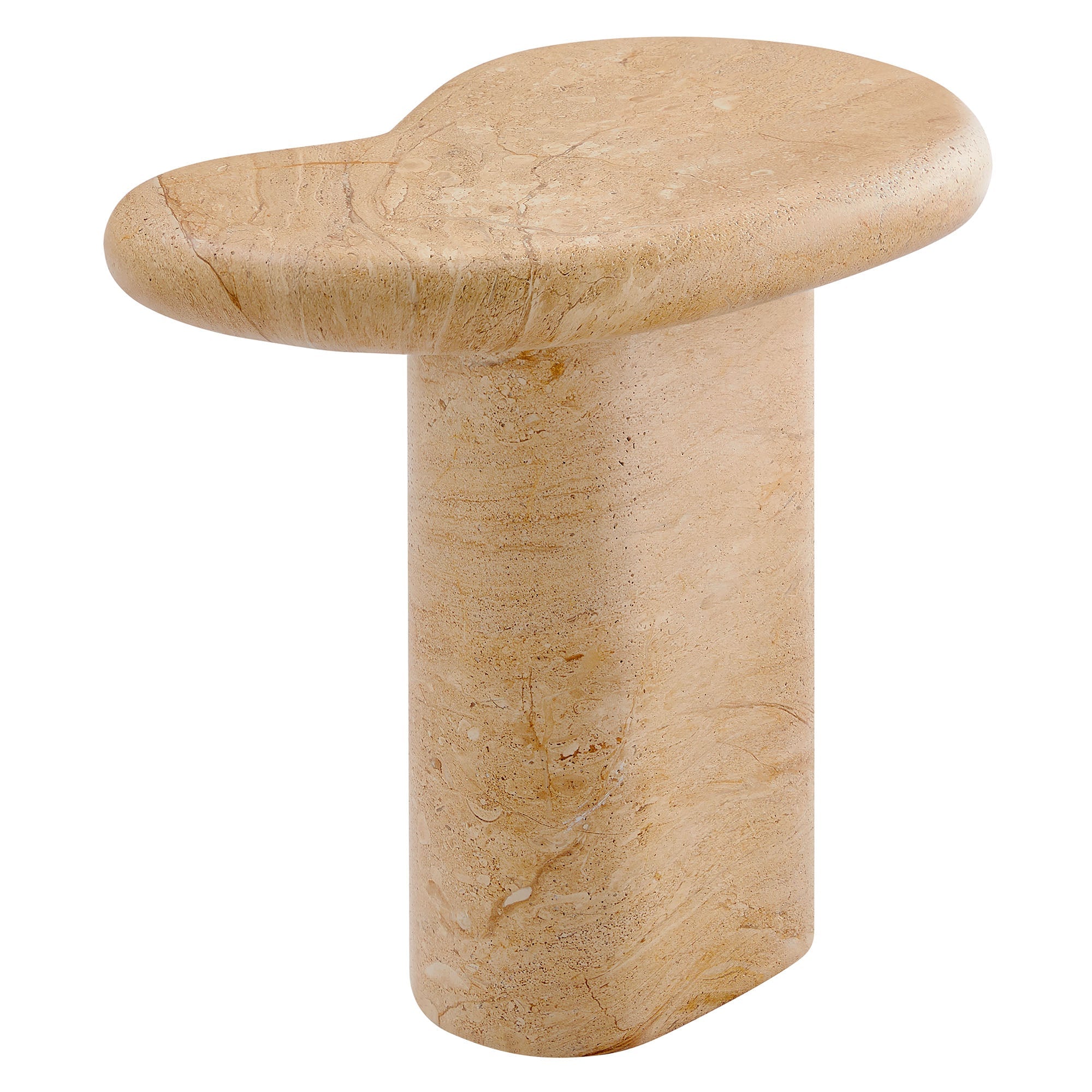 Table d'appoint en faux travertin texturé pour patio intérieur et extérieur Elowen en travertin