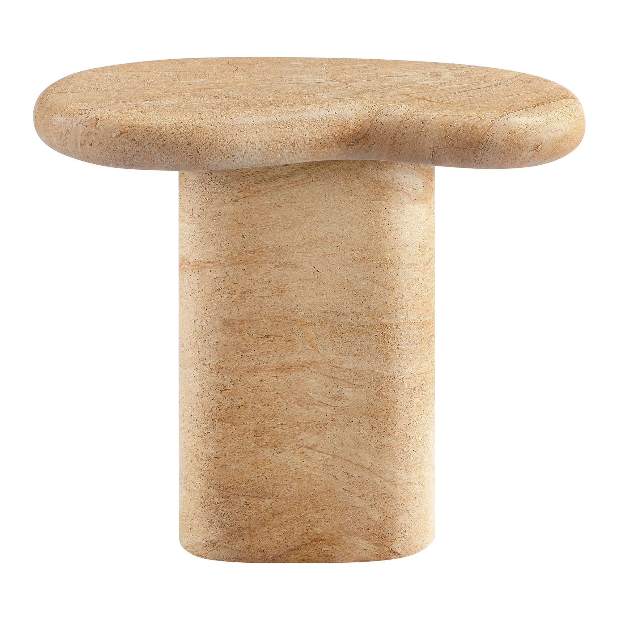 Table d'appoint en faux travertin texturé pour patio intérieur et extérieur Elowen en travertin