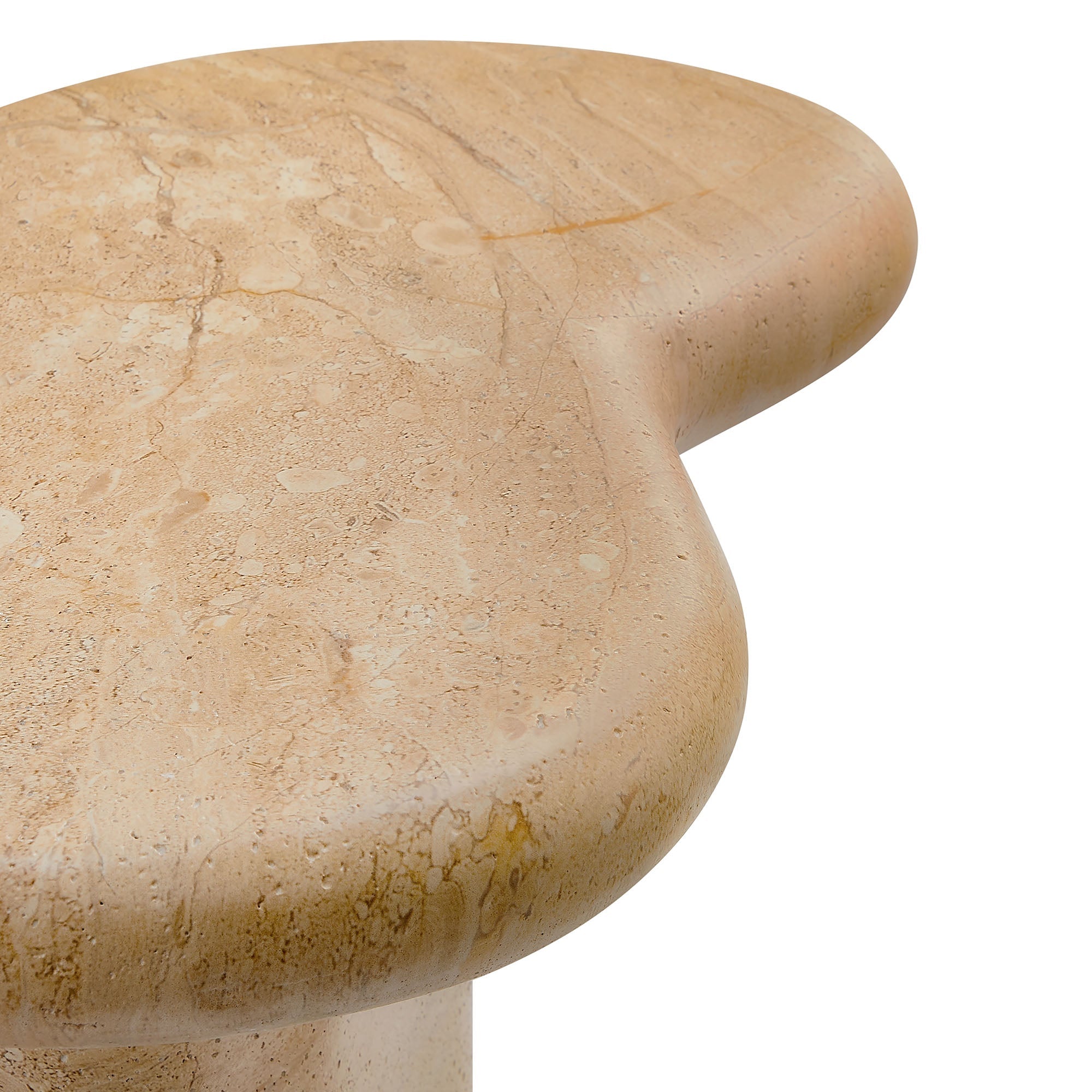 Table d'appoint en faux travertin texturé pour patio intérieur et extérieur Elowen en travertin