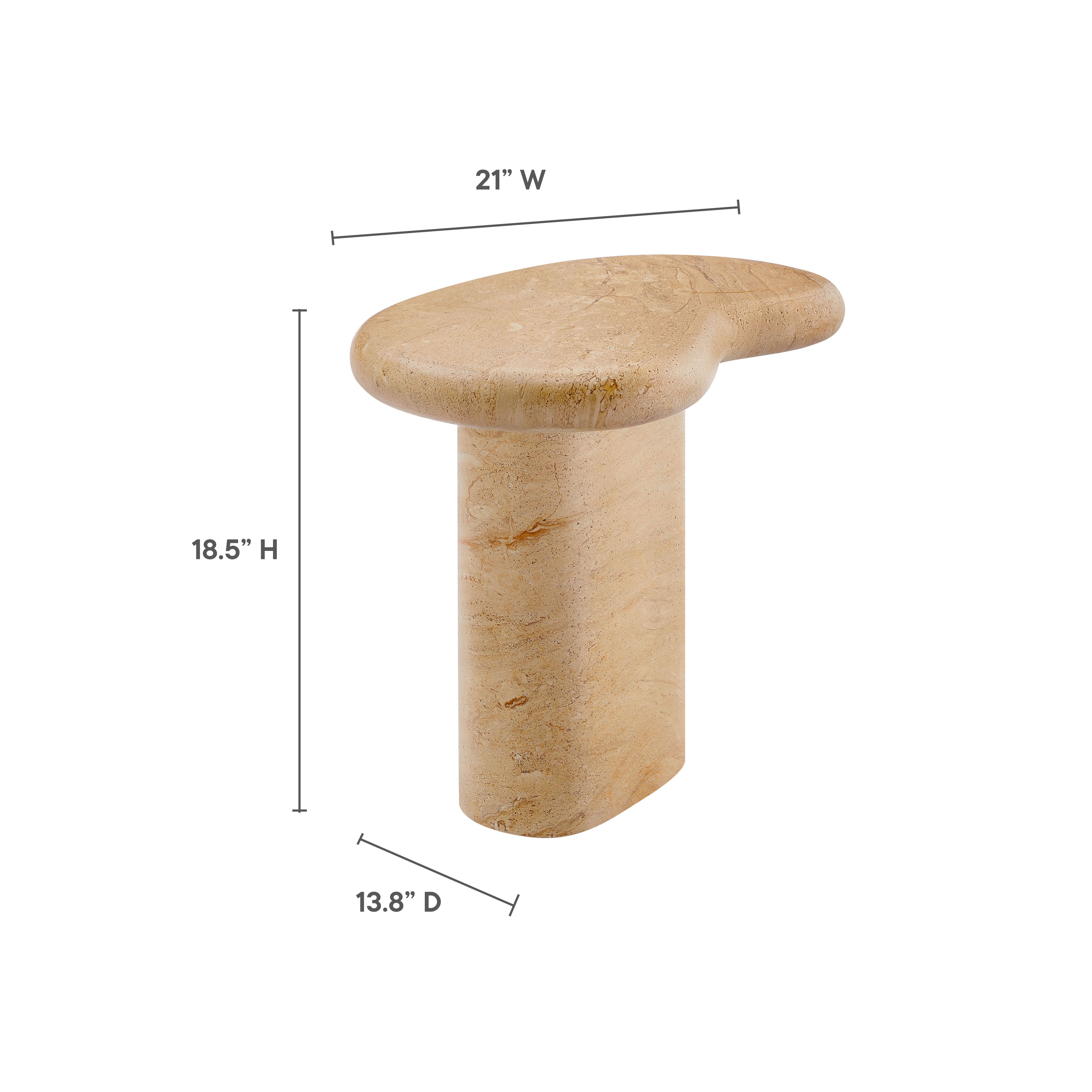 Table d'appoint en faux travertin texturé pour patio intérieur et extérieur Elowen en travertin