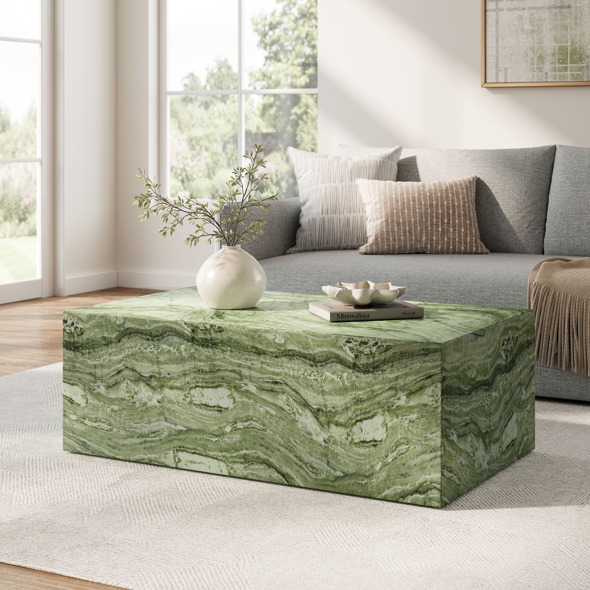 Table basse carrée en béton pour patio intérieur et extérieur Jordana