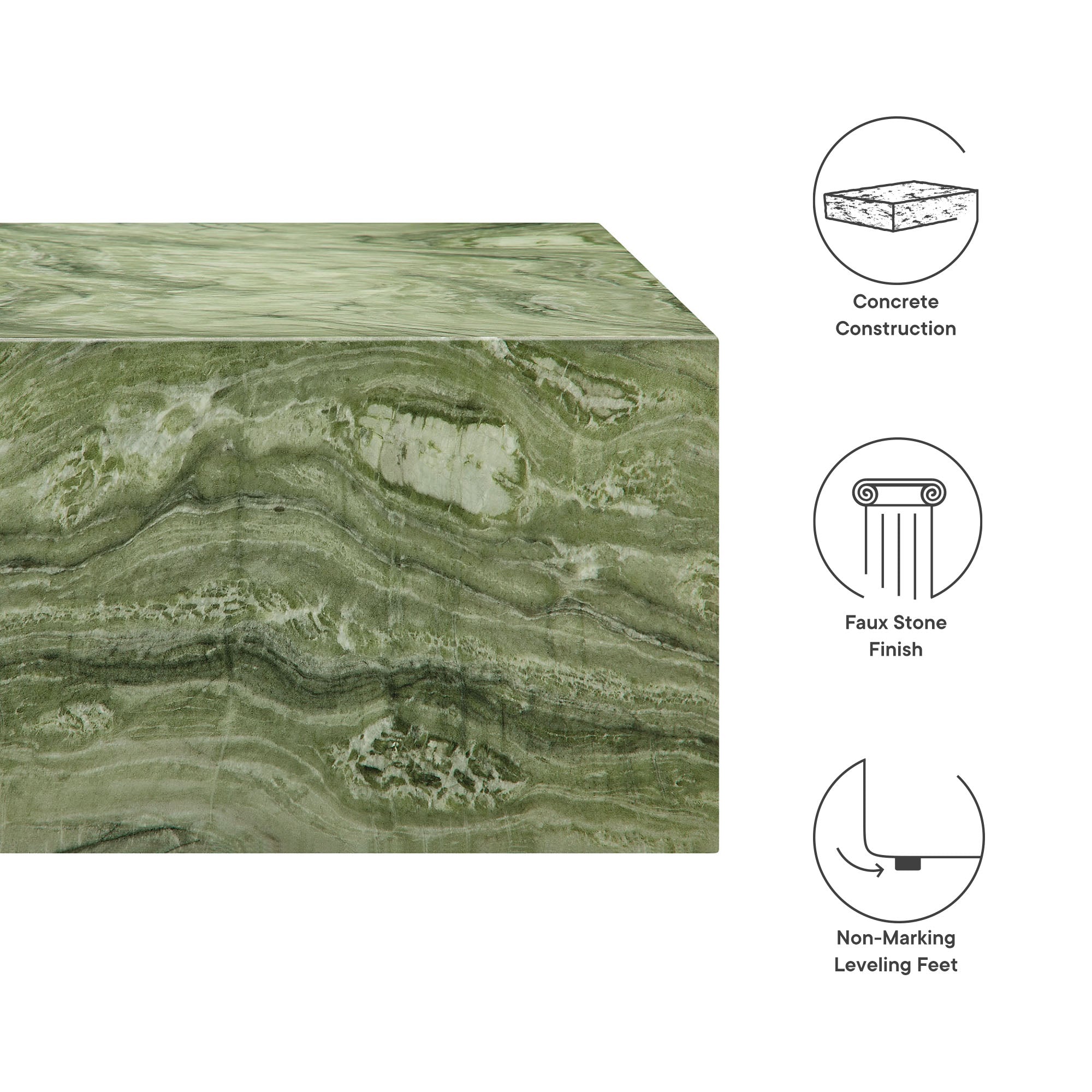 Table basse carrée en béton pour patio intérieur et extérieur Jordana