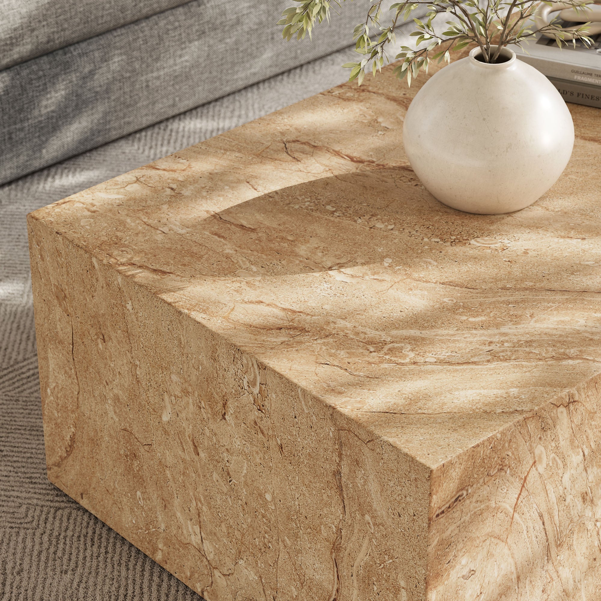 Table basse carrée en béton pour patio intérieur et extérieur Jordana