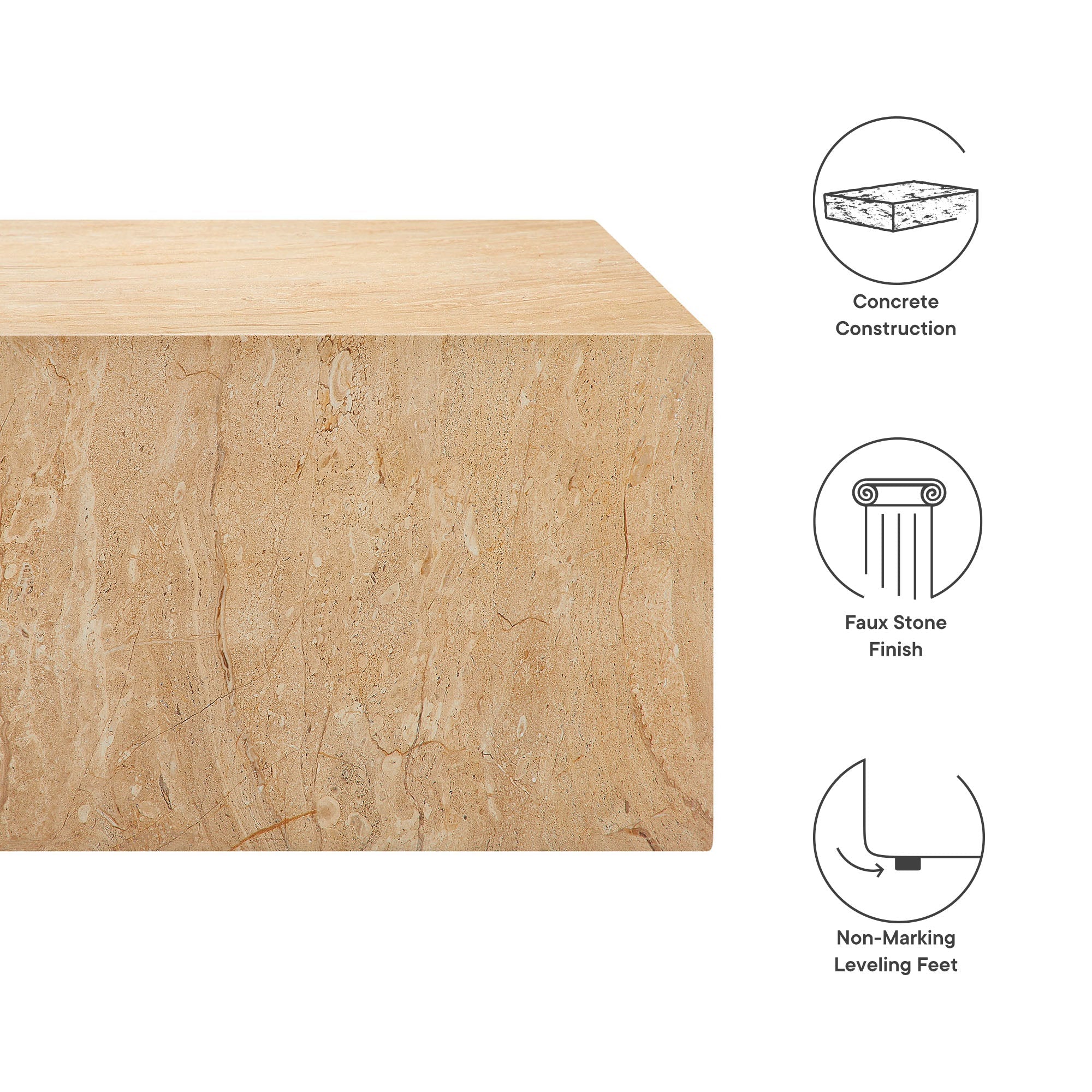 Table basse carrée en béton pour patio intérieur et extérieur Jordana