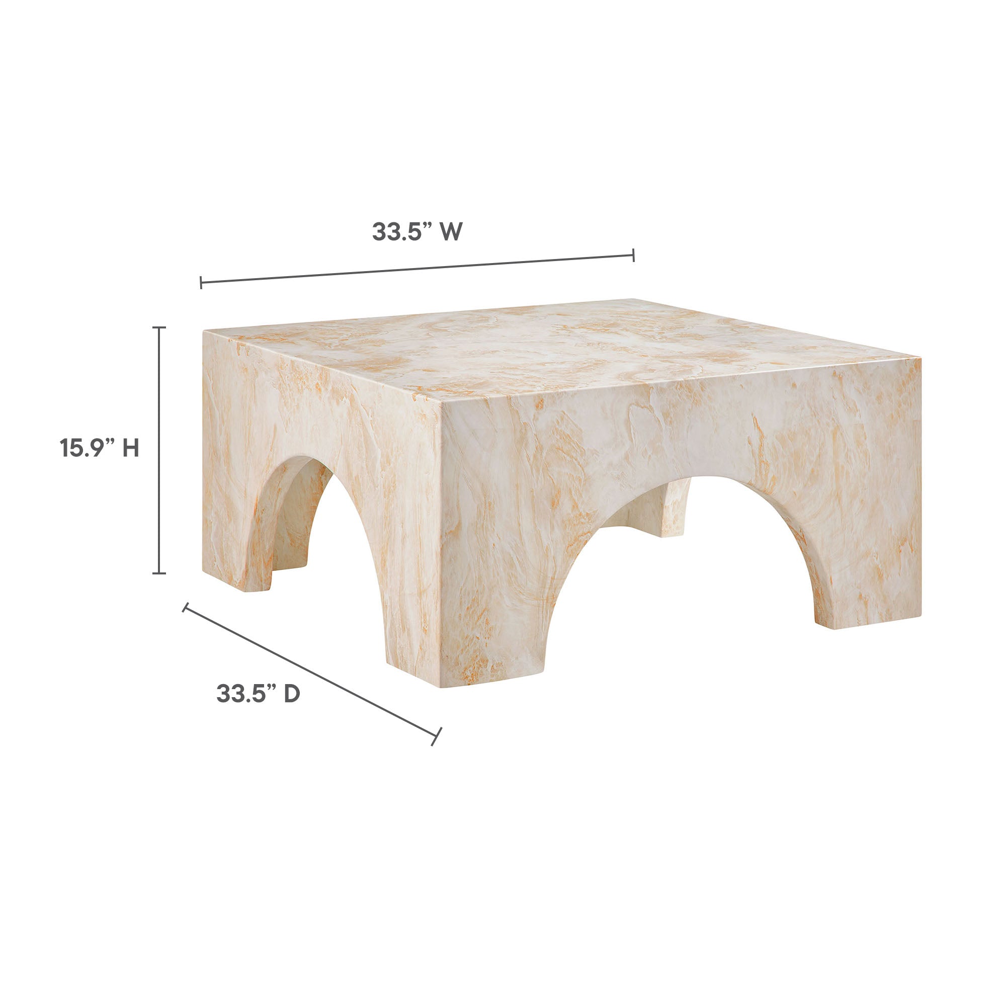 Table basse en béton cintrée pour patio intérieur et extérieur Valen