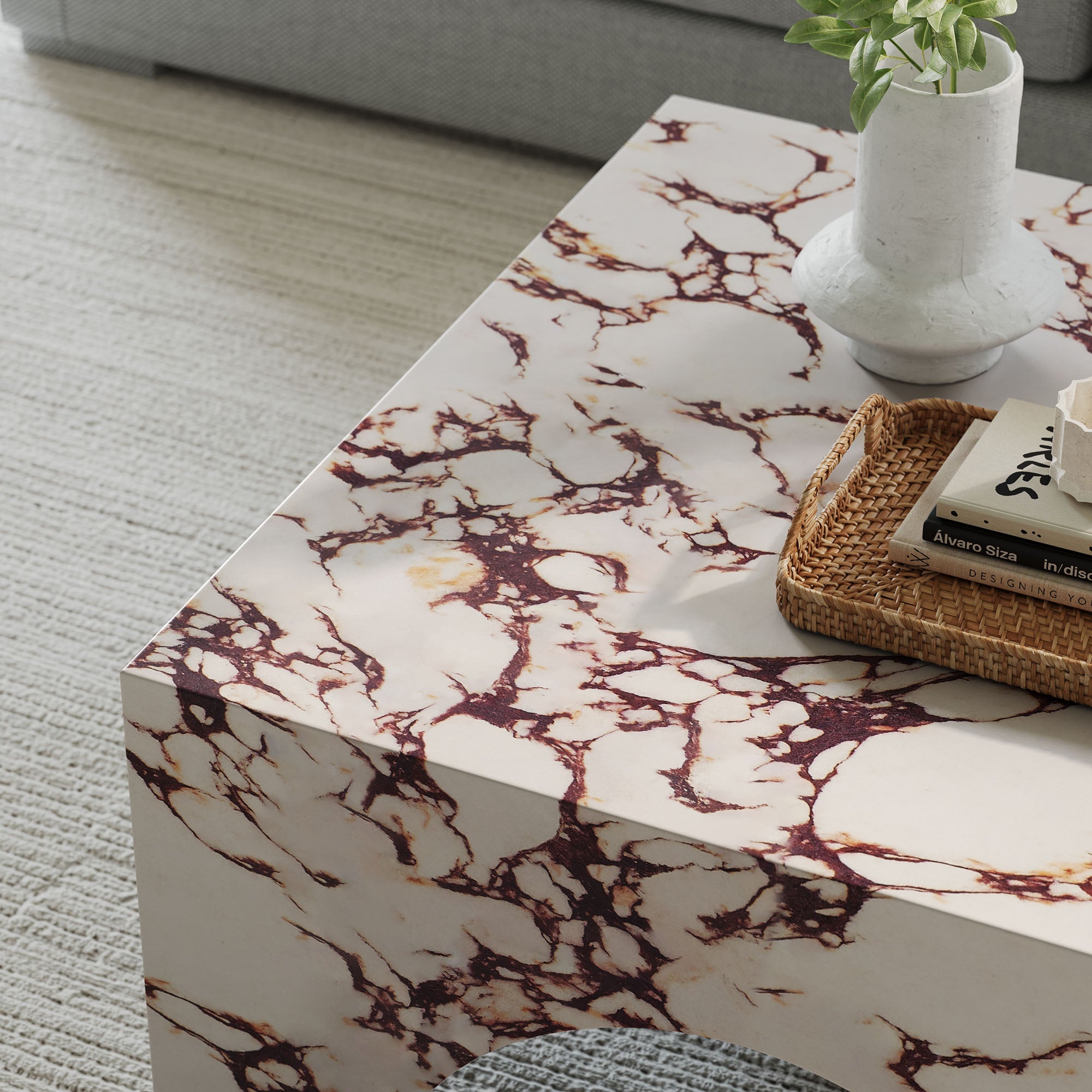 Table basse en béton cintrée pour patio intérieur et extérieur Valen