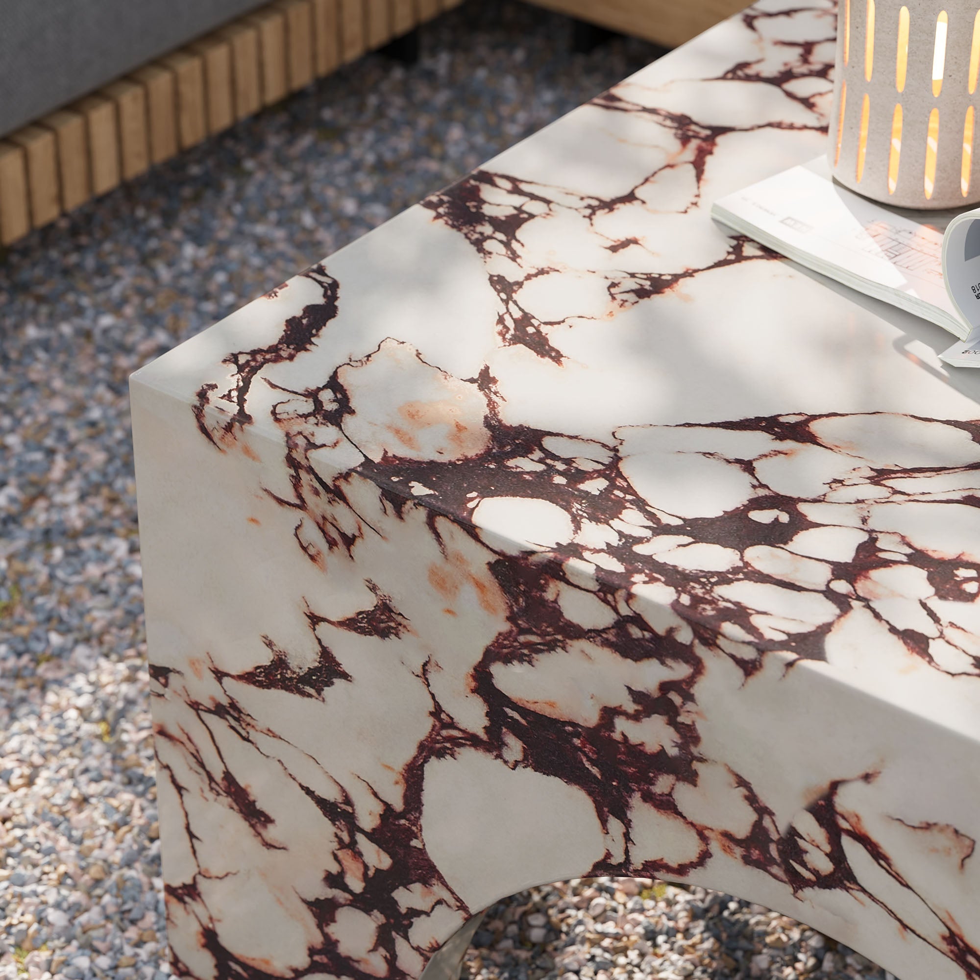 Table basse en béton cintrée pour patio intérieur et extérieur Valen