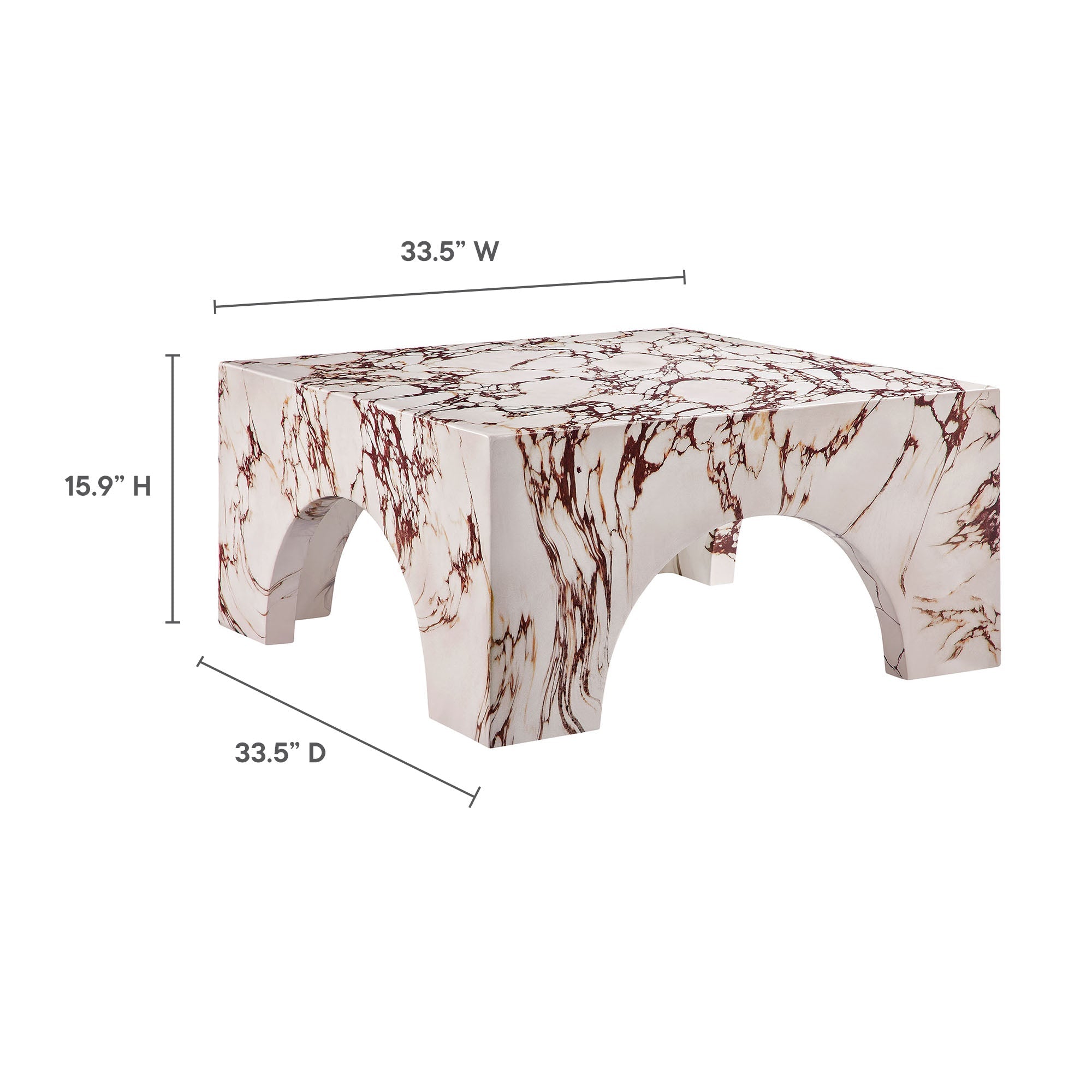 Table basse en béton cintrée pour patio intérieur et extérieur Valen
