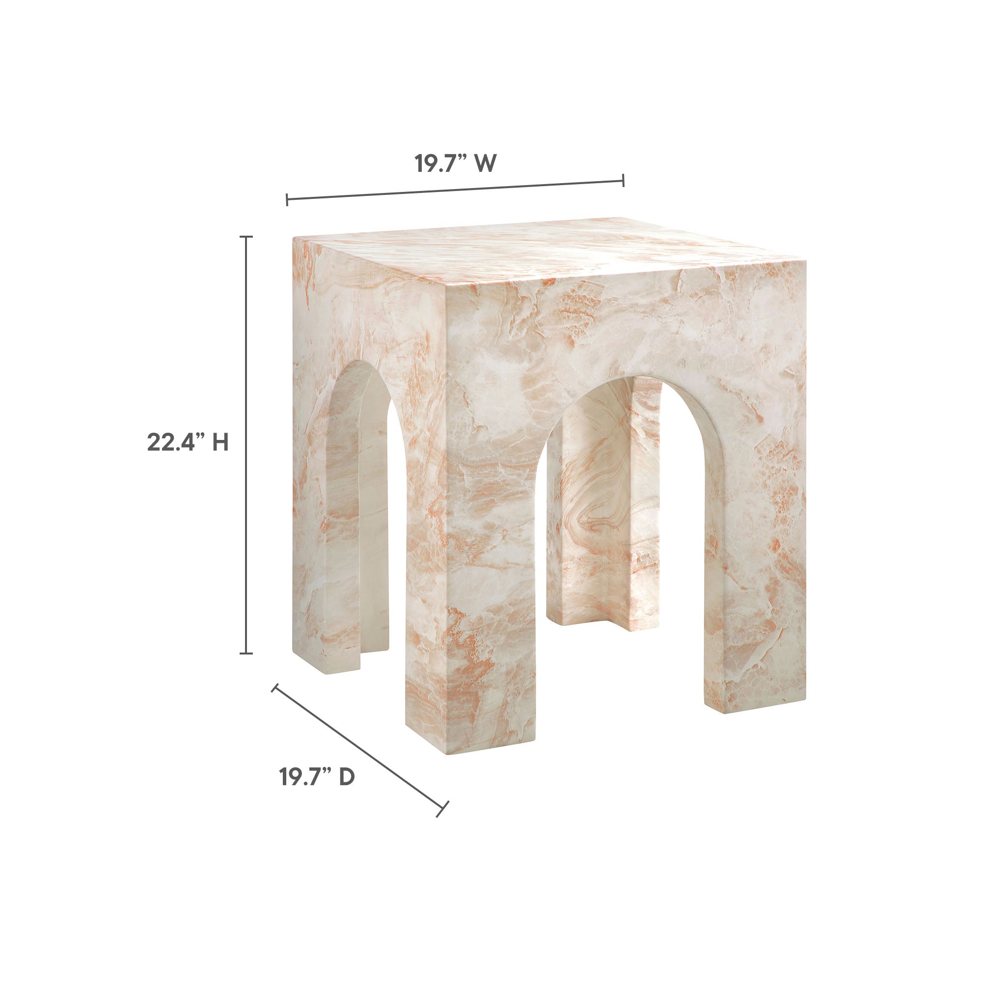 Valen Square Indoor - Outdoor Patio Arched Concrete Side Table