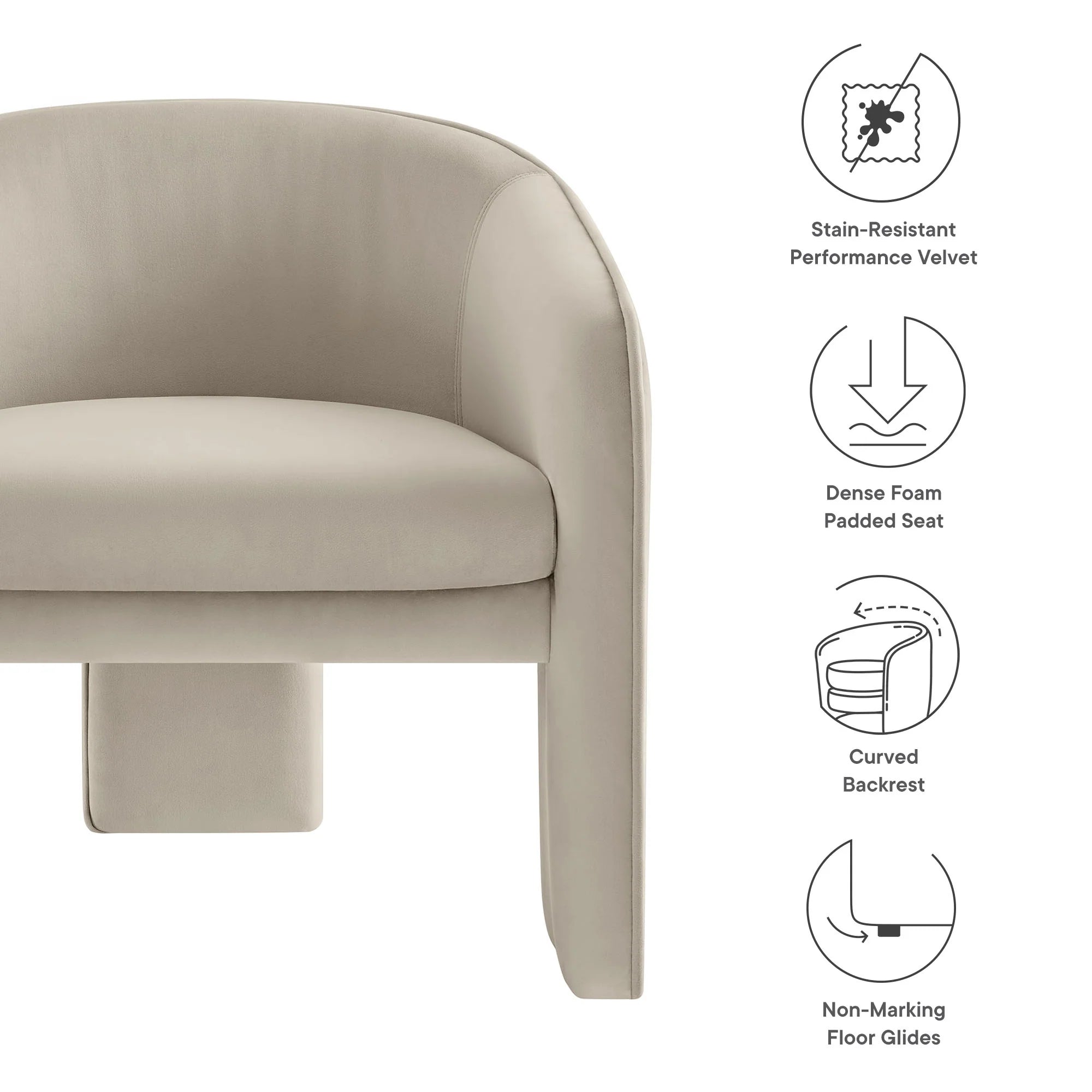 Greer Performance Velvet Upholstered Accent Armchair