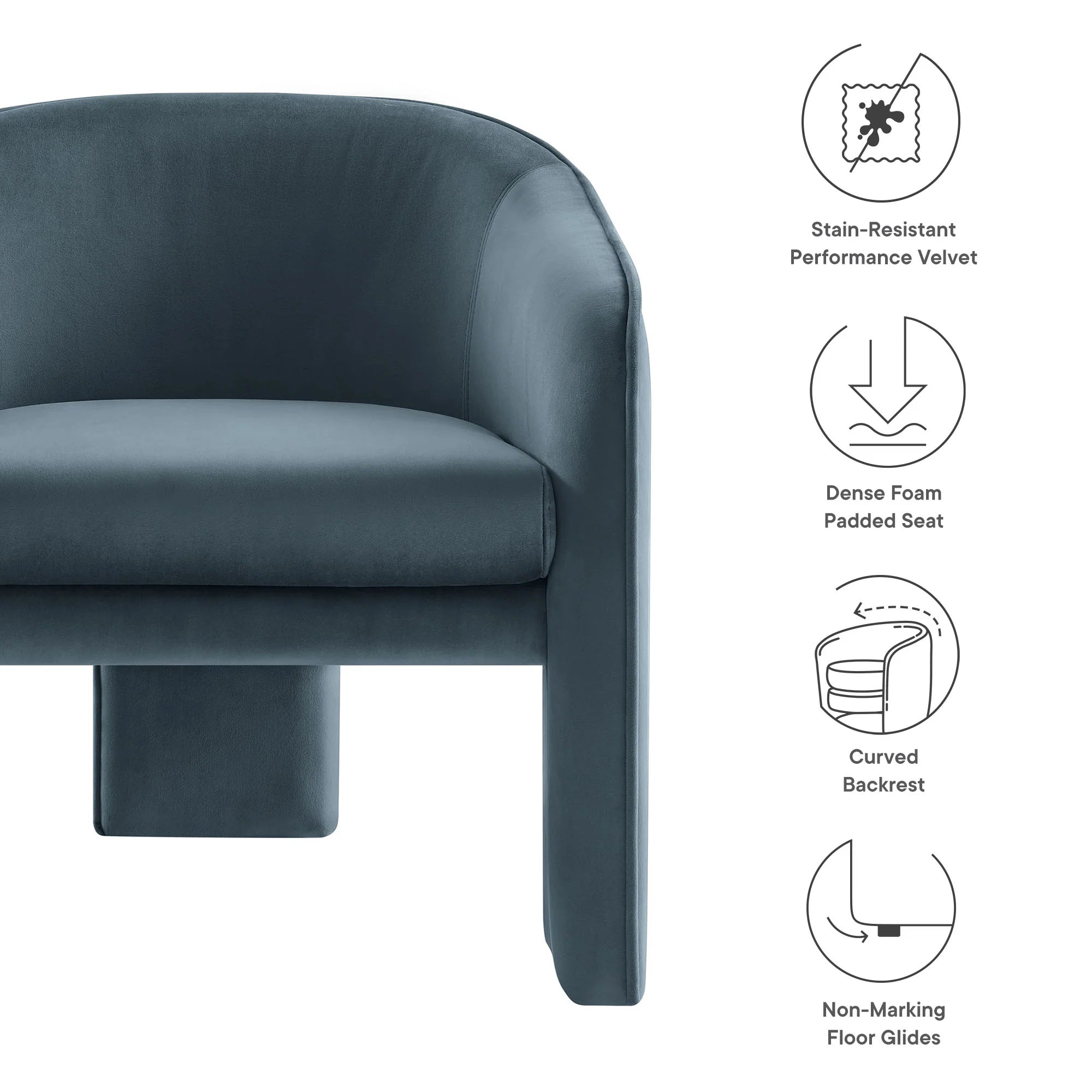 Greer Performance Velvet Upholstered Accent Armchair